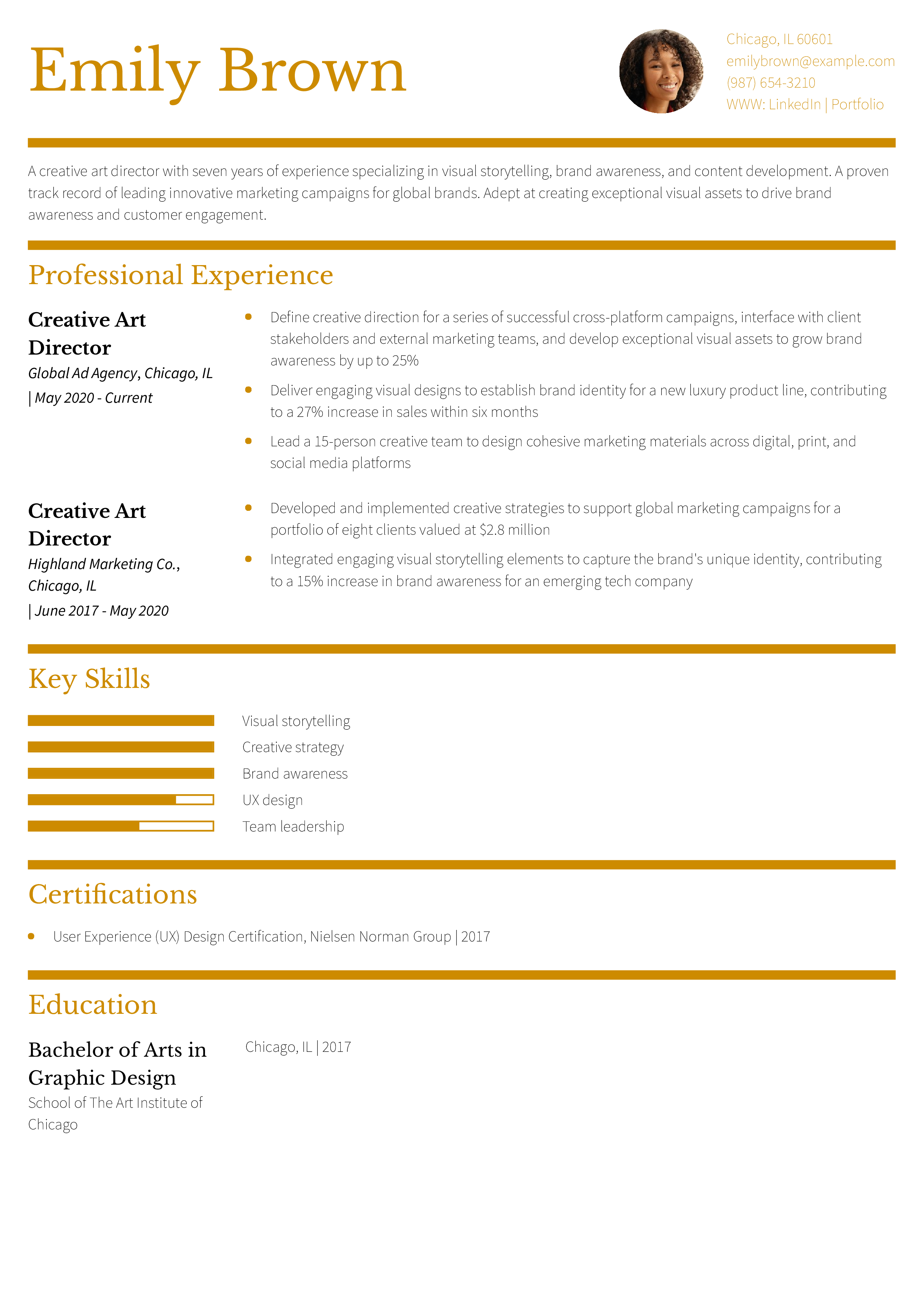 Creative Art Director Resume
