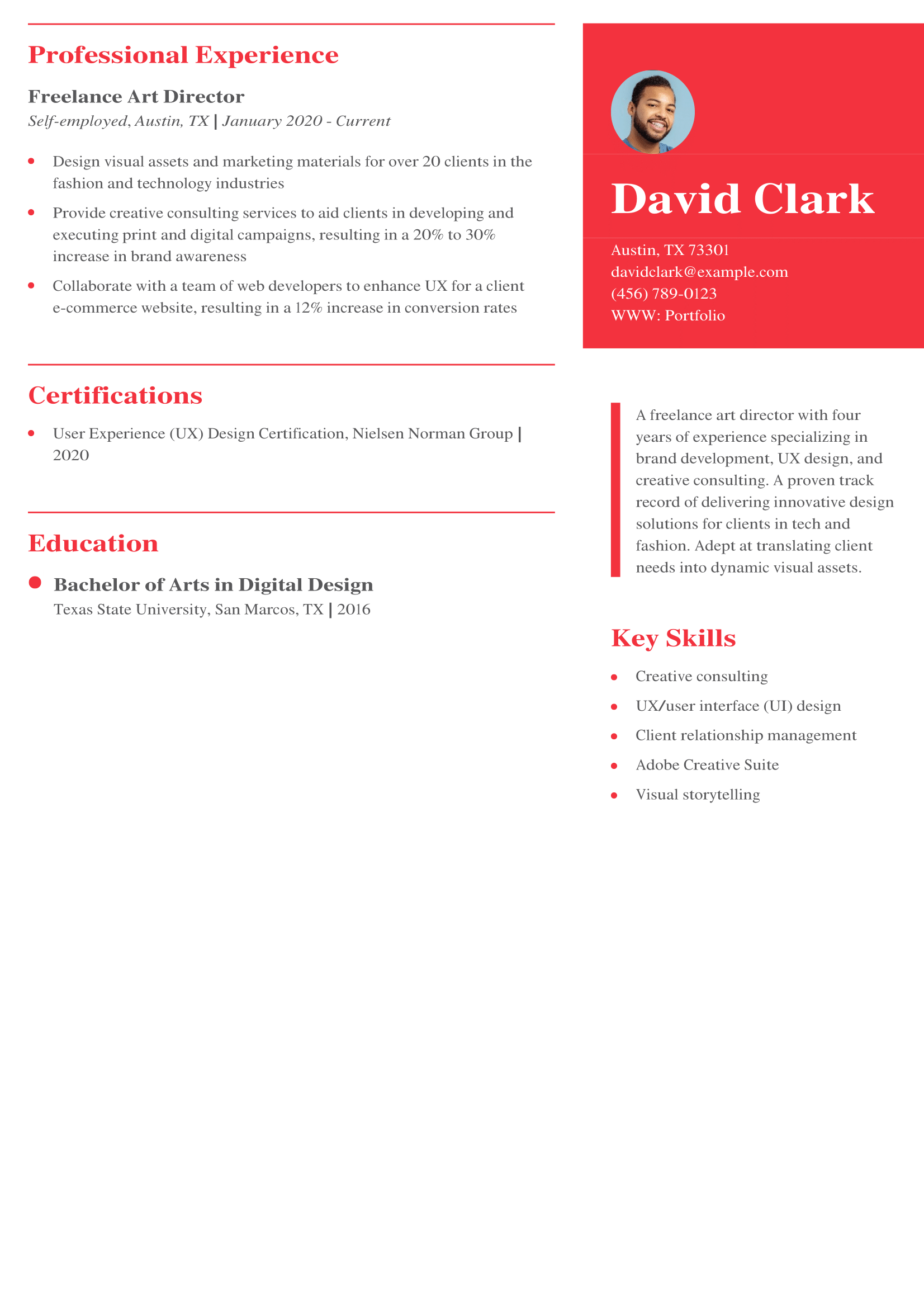 Art Director Resume Example