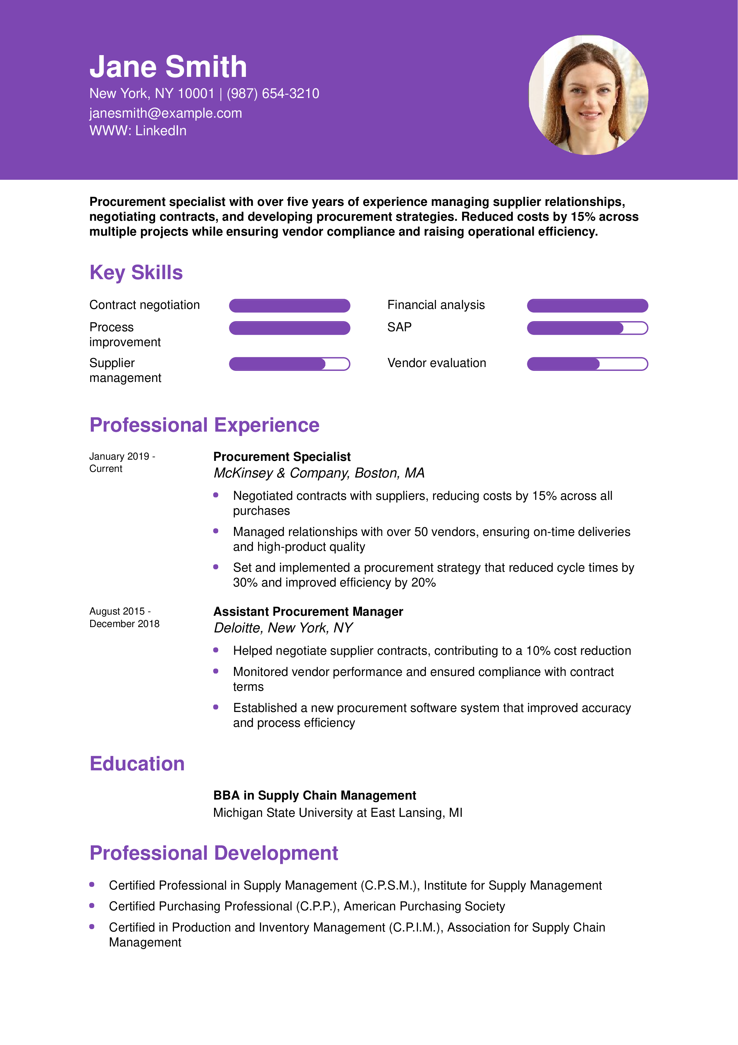 Procurement Specialist Resume