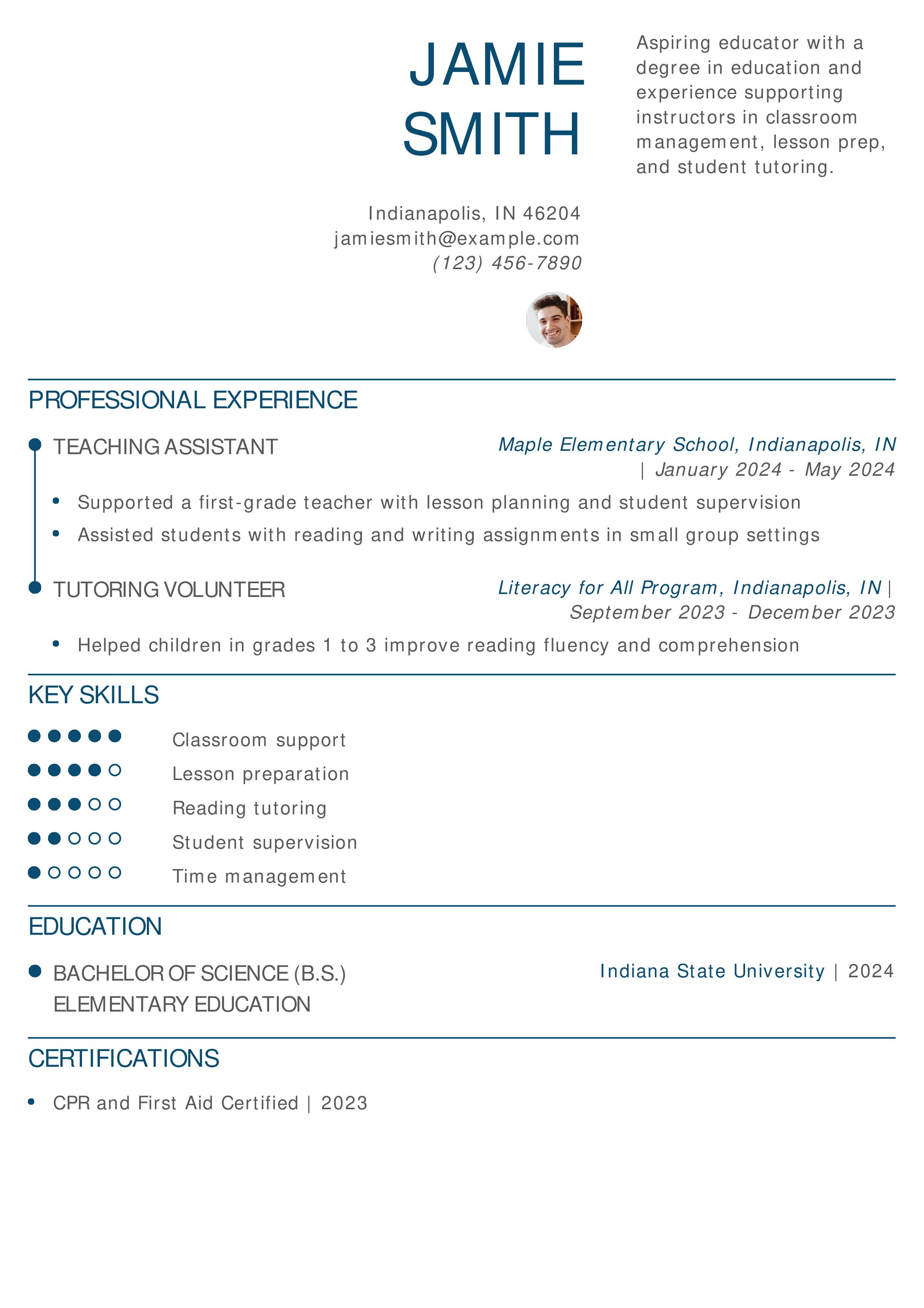 Teaching Assistant Resume Example