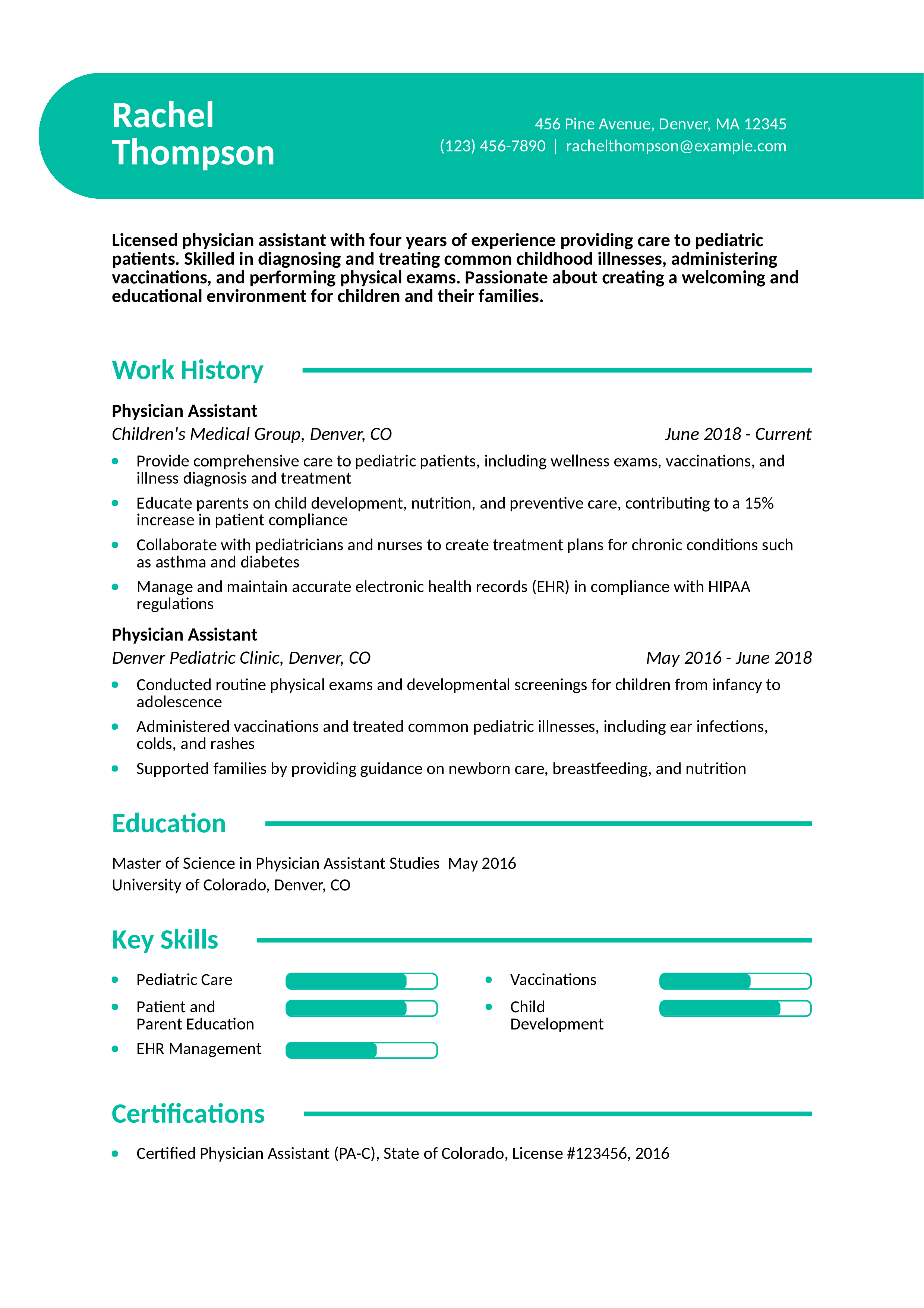 Physician Assistant Resume Examples - PediatricPhysicianAssistantResume.pdf 