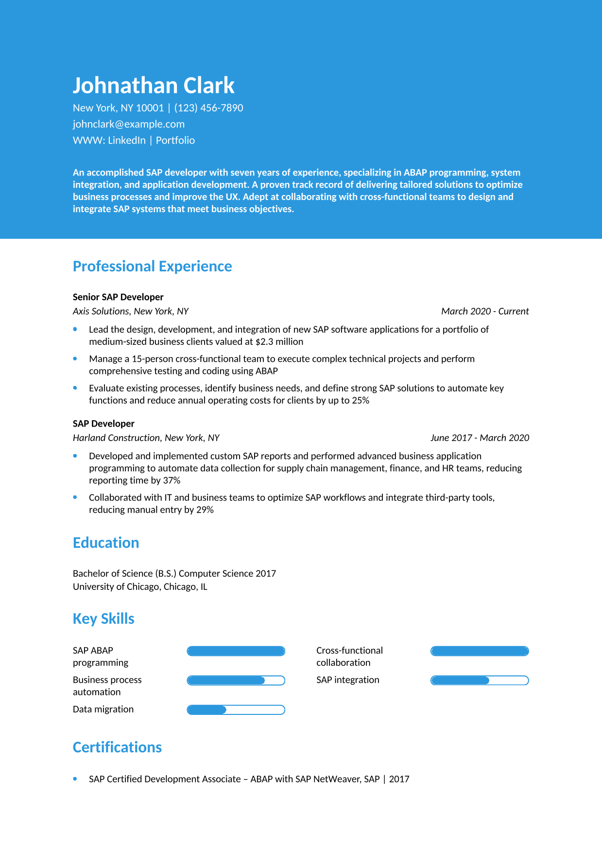 Sap Resume Example