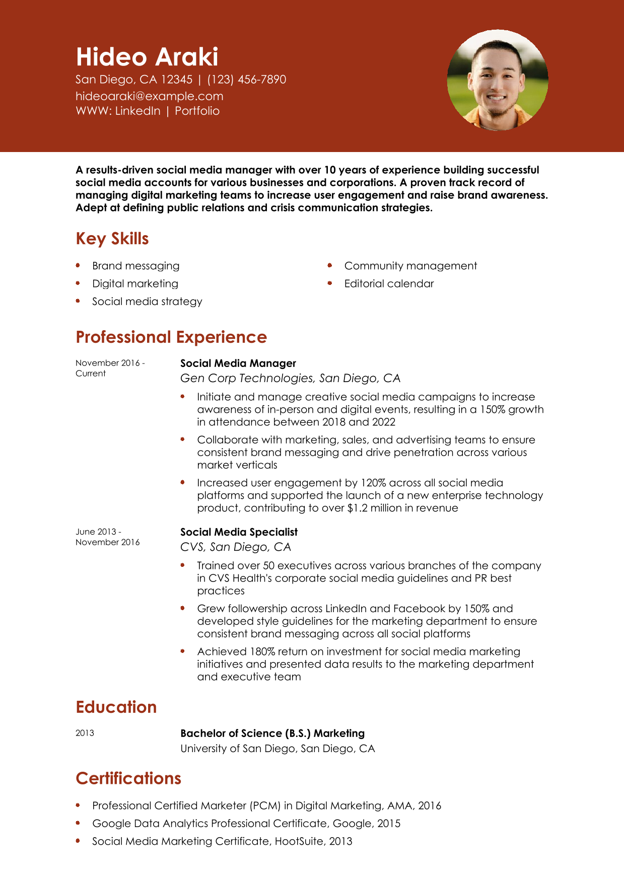 Social Media Manager Resume Example