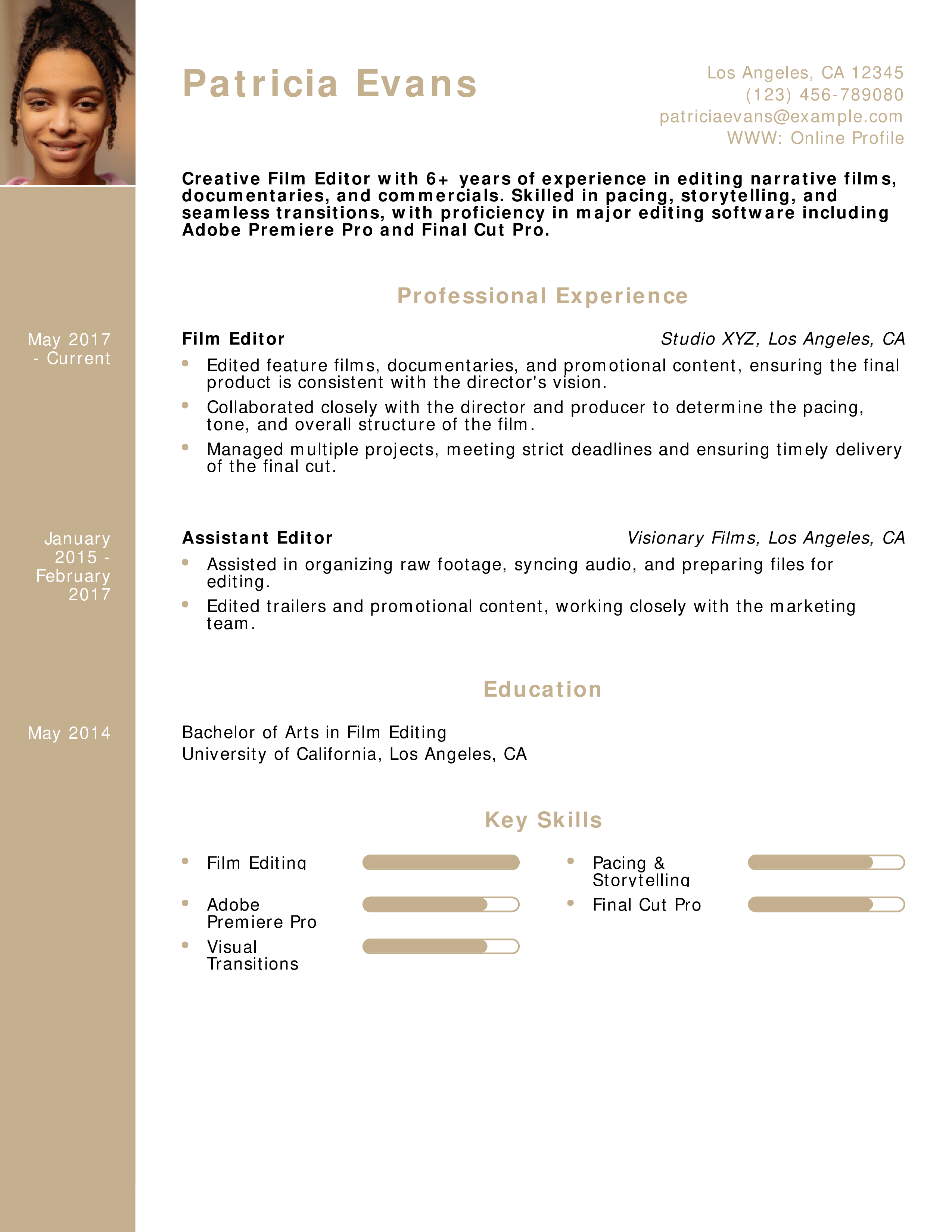 Film Editor Resume Example