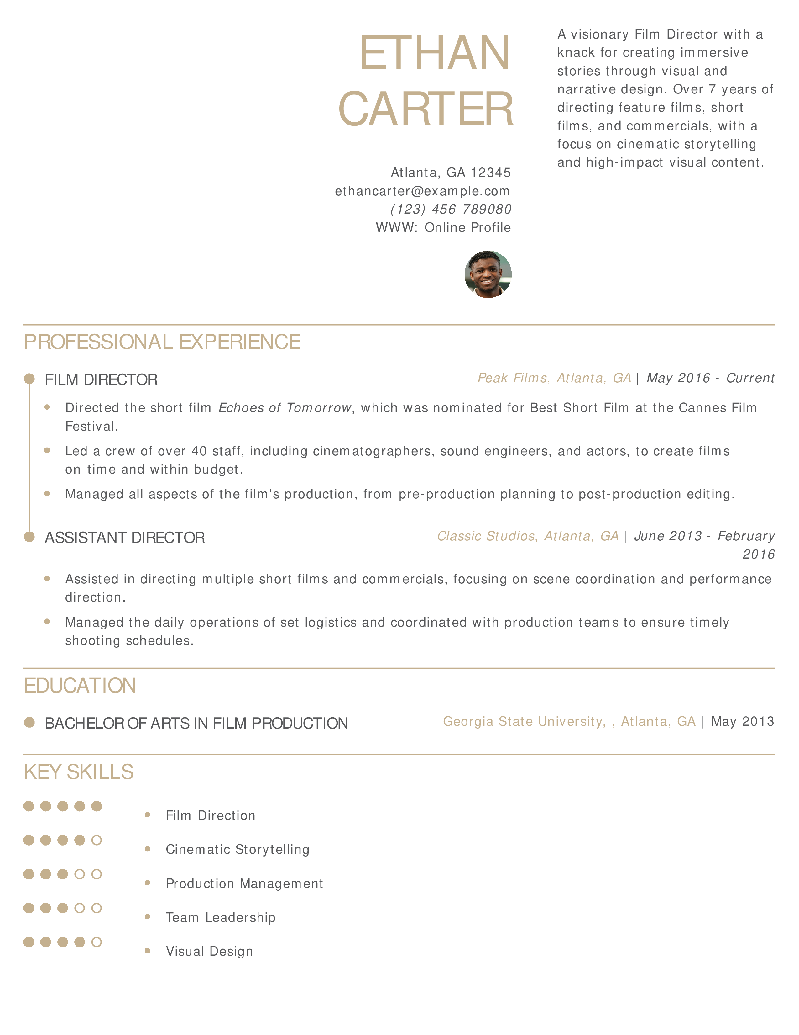 Award-Winning Film Director Resume Example