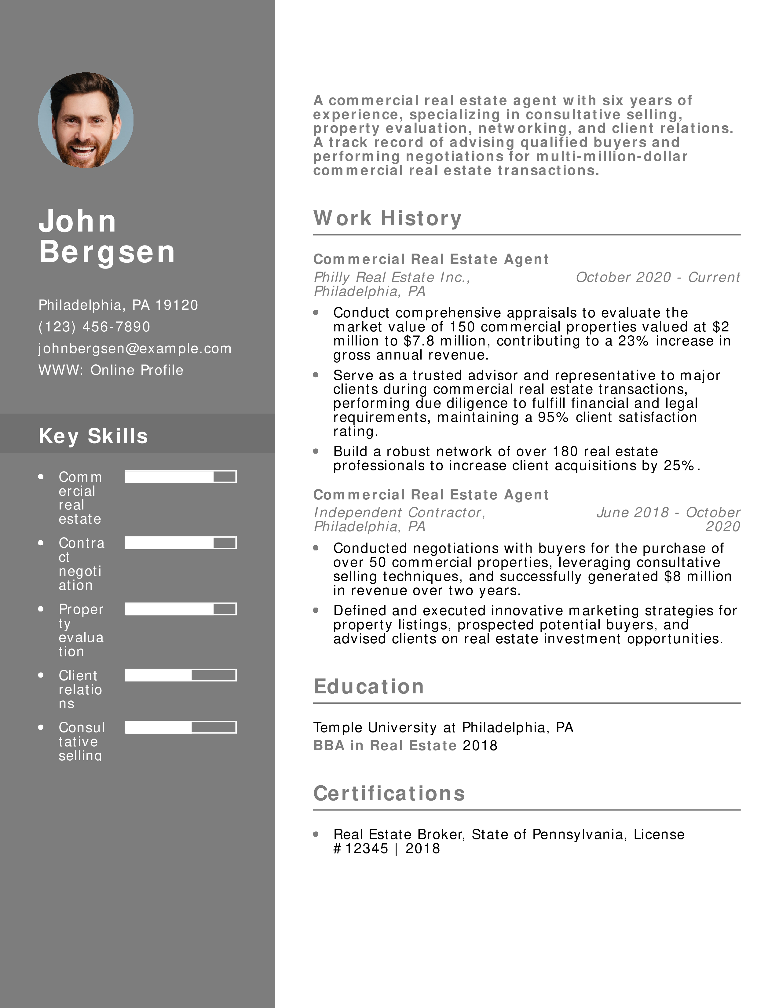 Commercial Real Estate Agent Resume