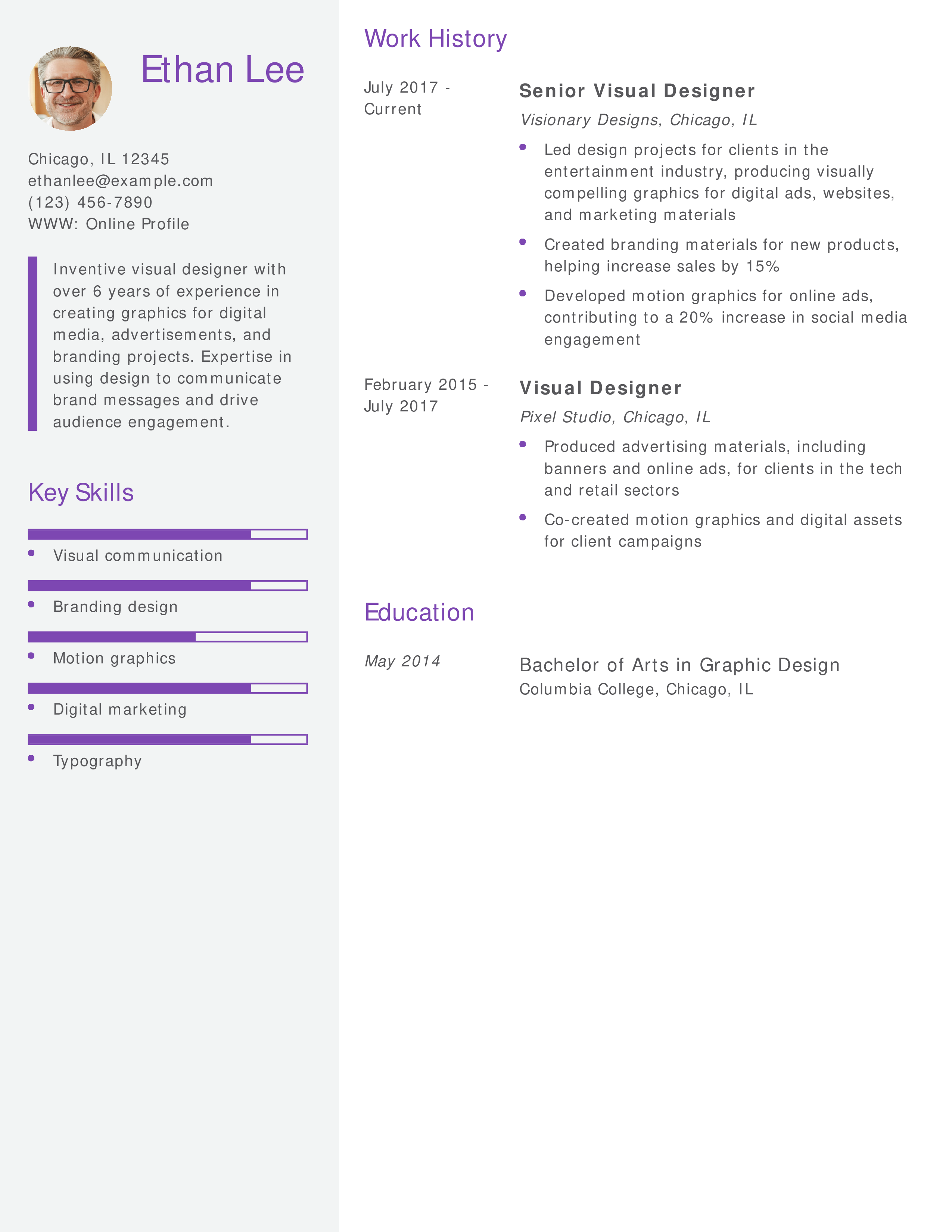 Creative Visual Designer Resume