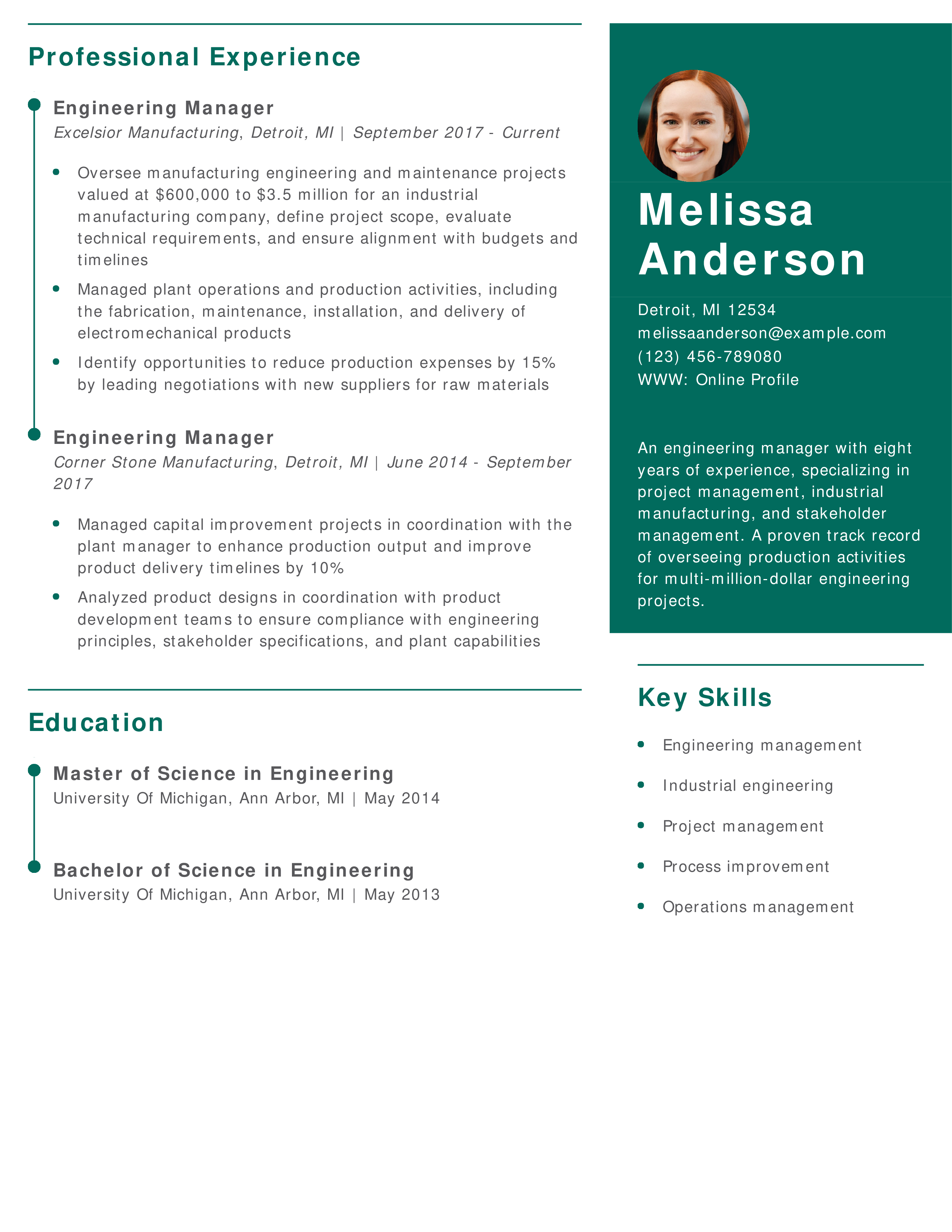 Engineering Resume Example