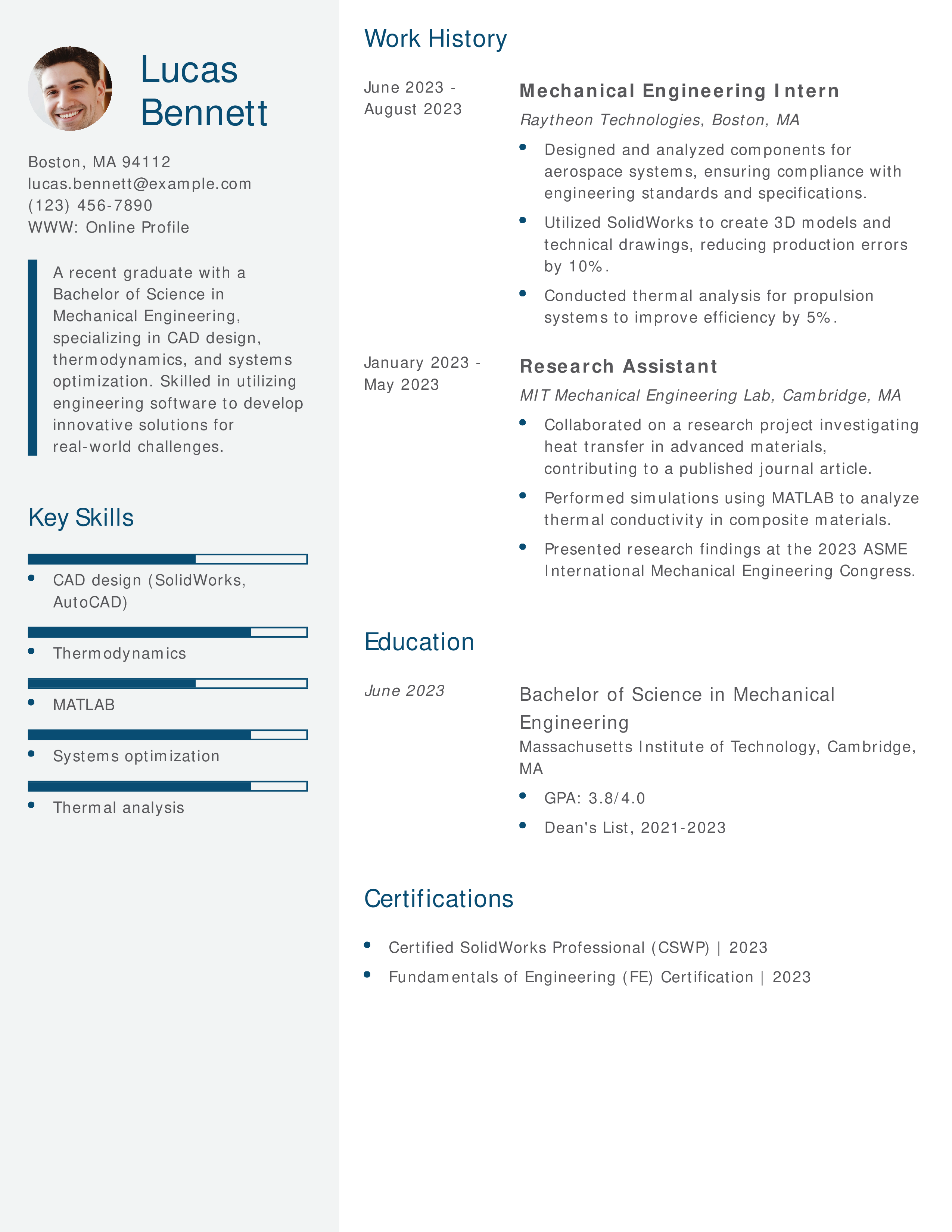 Engineering College Graduate Resume