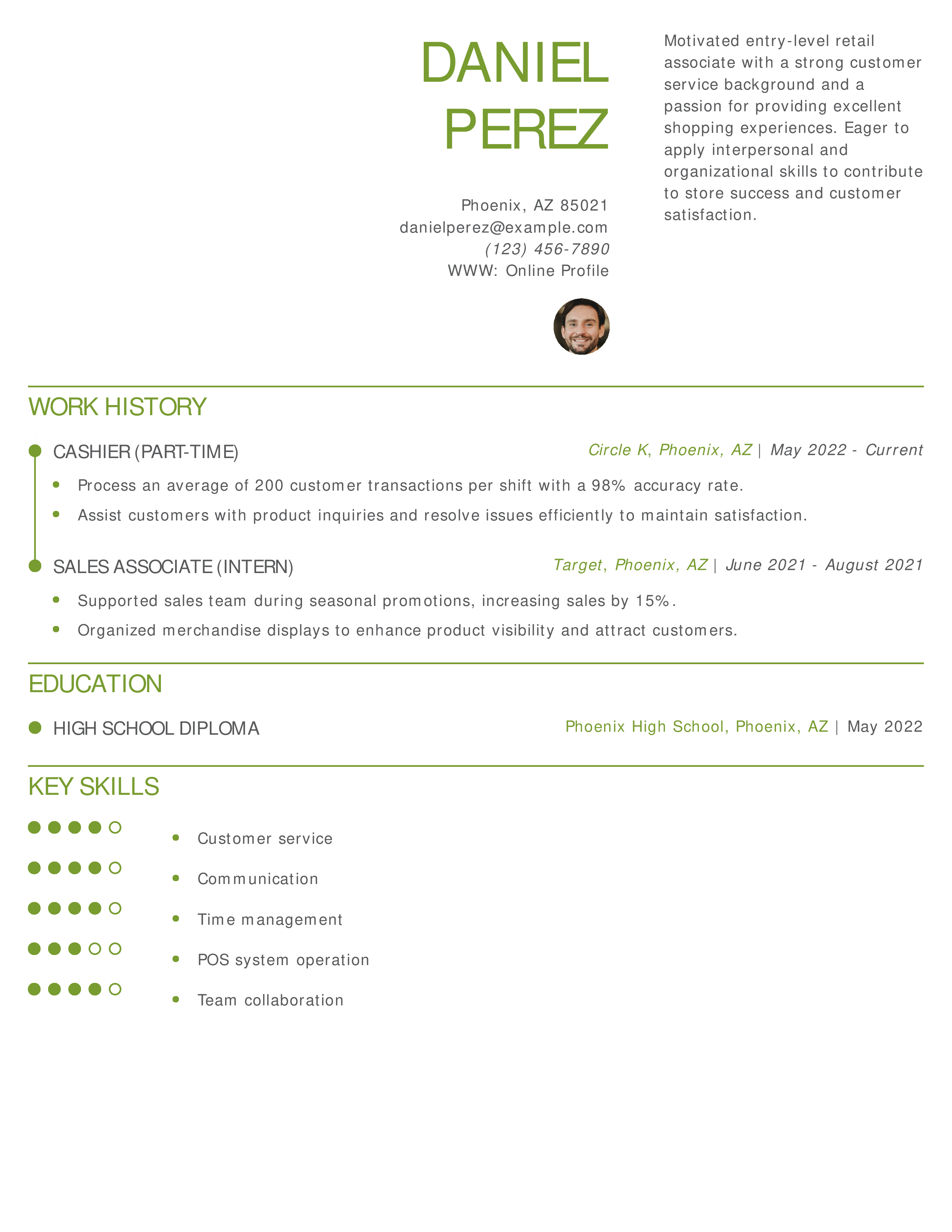 Entry-Level Retail Resume