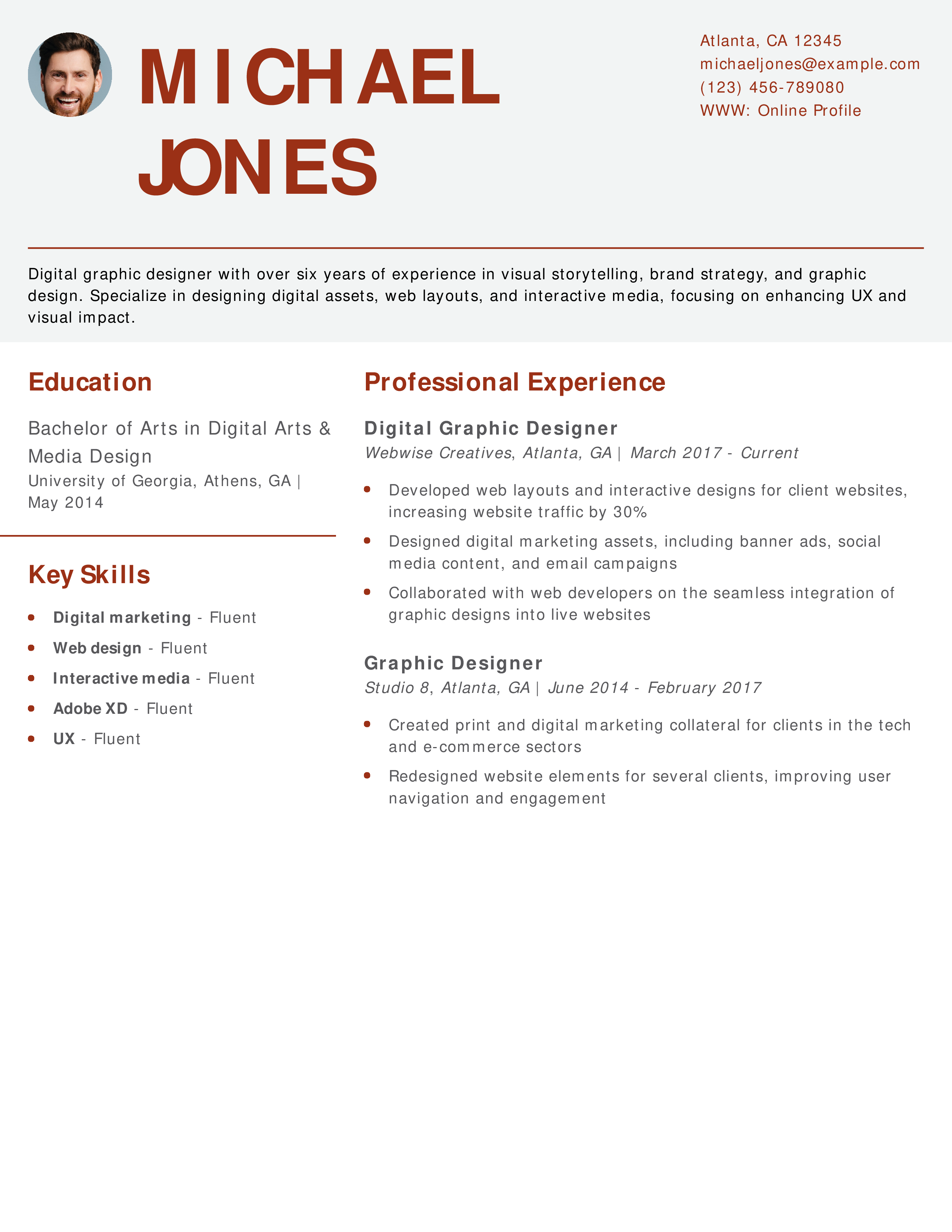 Experienced Digital Graphic Designer Resume