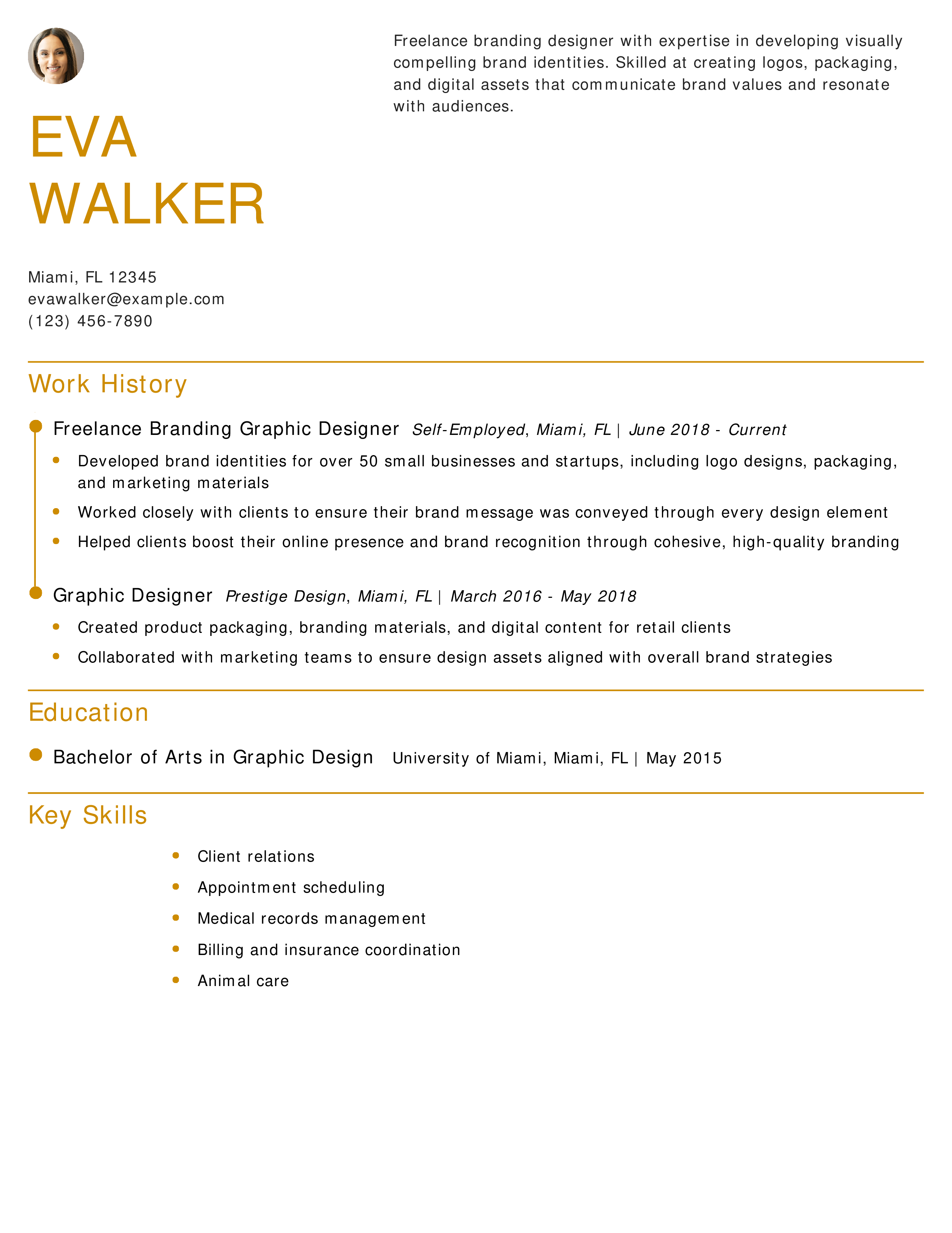 Freelance Branding Graphic Designer Resume
