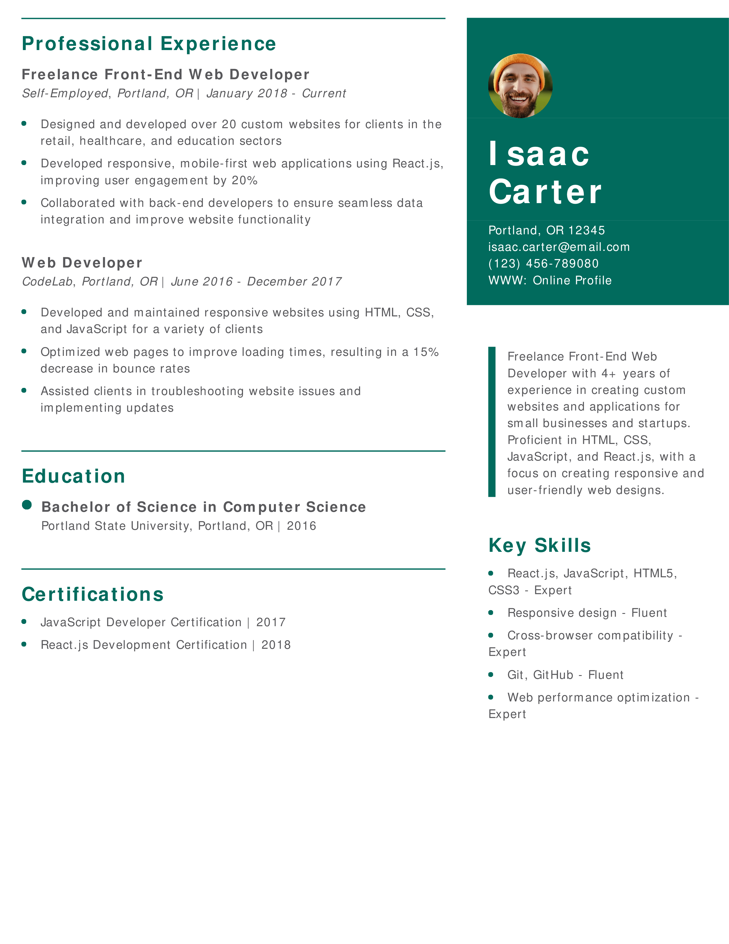 25 Front-End Developer Resume Examples and Templates for 2025 