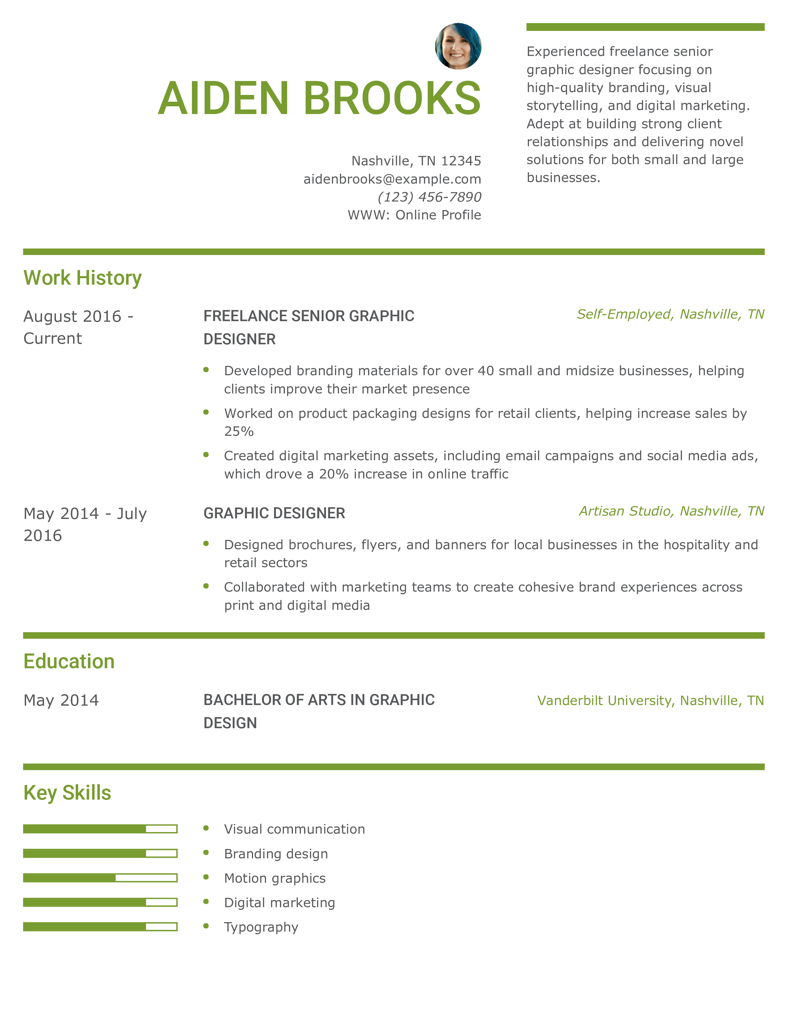 Freelance Senior Graphic Designer Resume