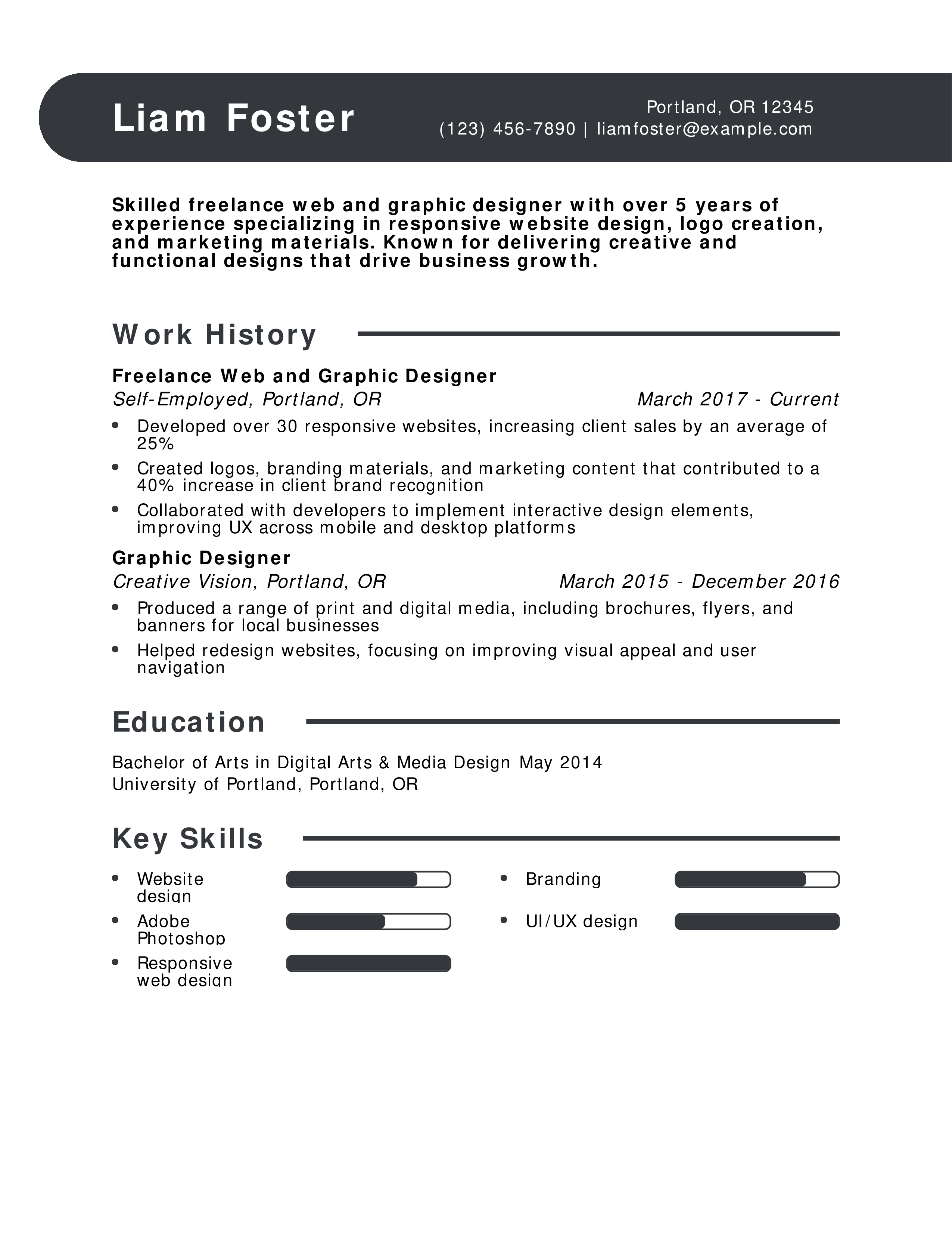 Freelance Web and Graphic Designer Resume