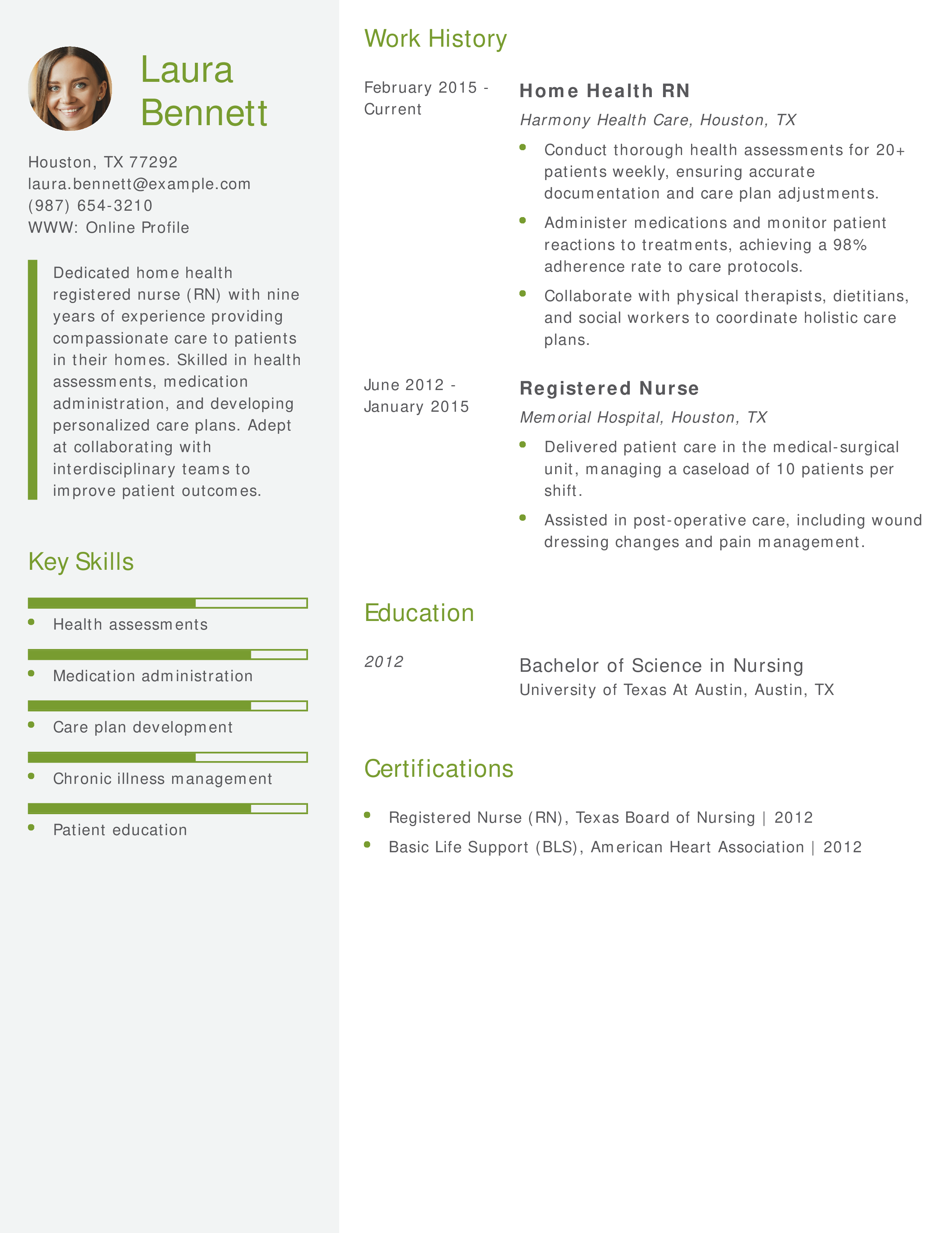 Home Health RN Resume