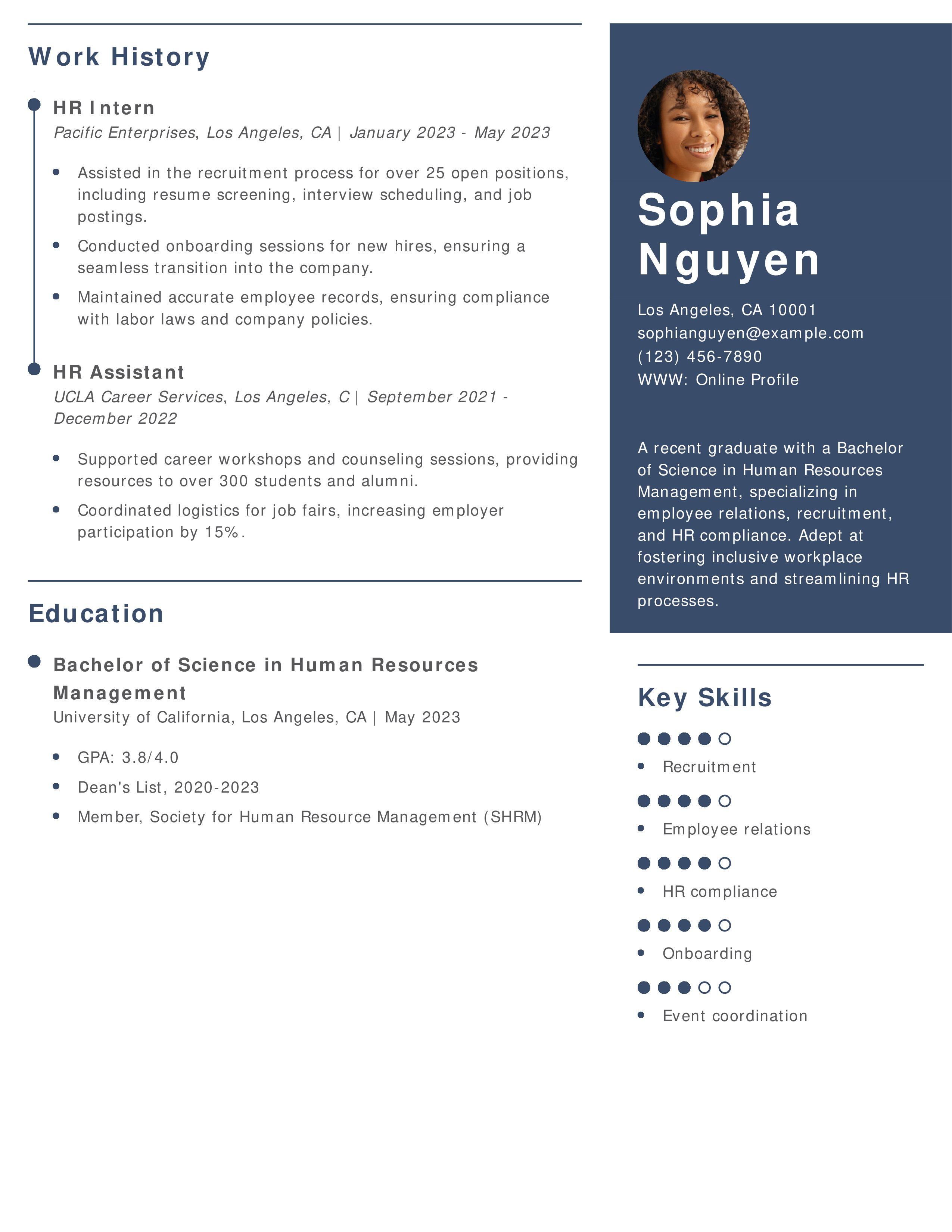 Human Resources College Graduate Resume