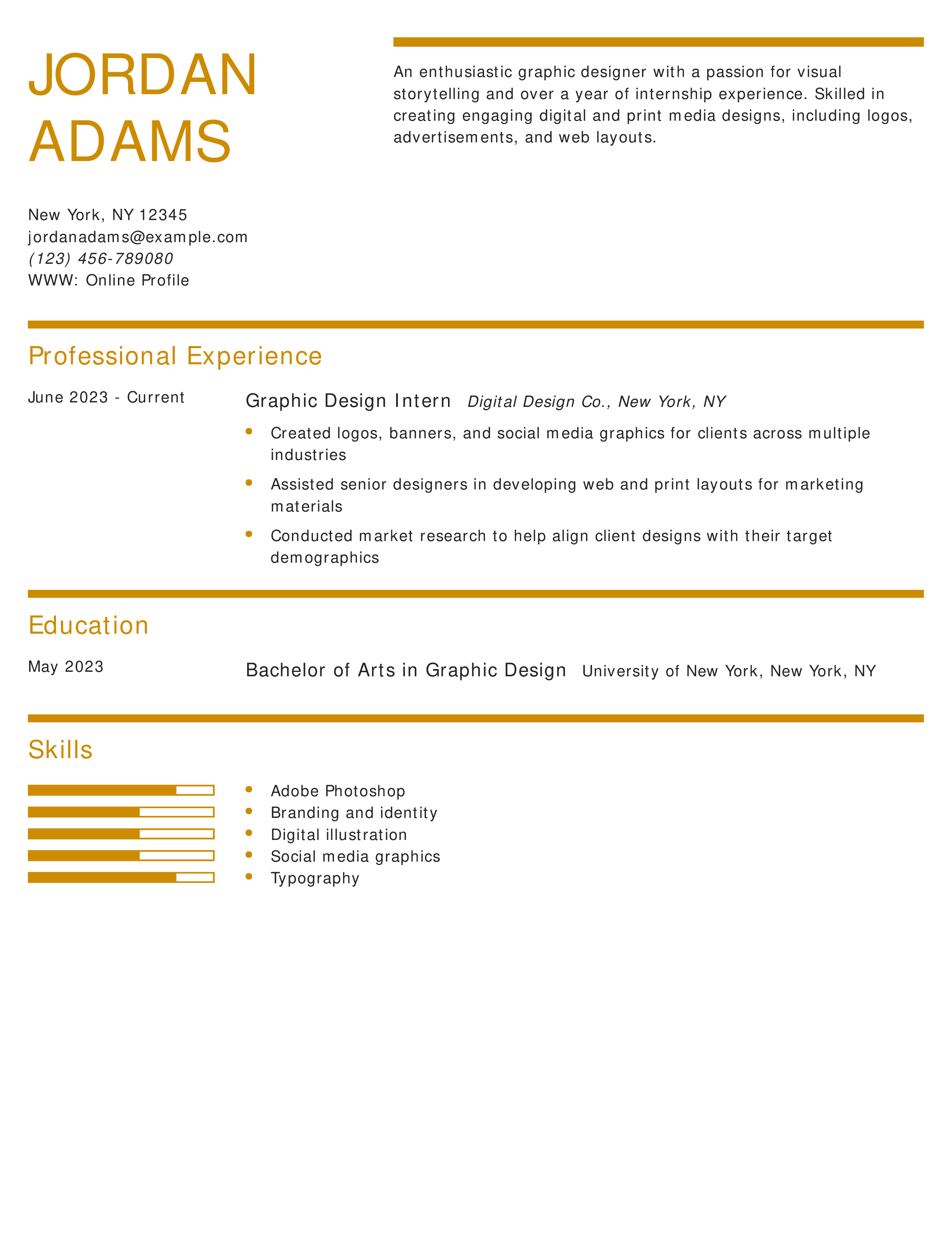 Junior Graphic Designer Resume
