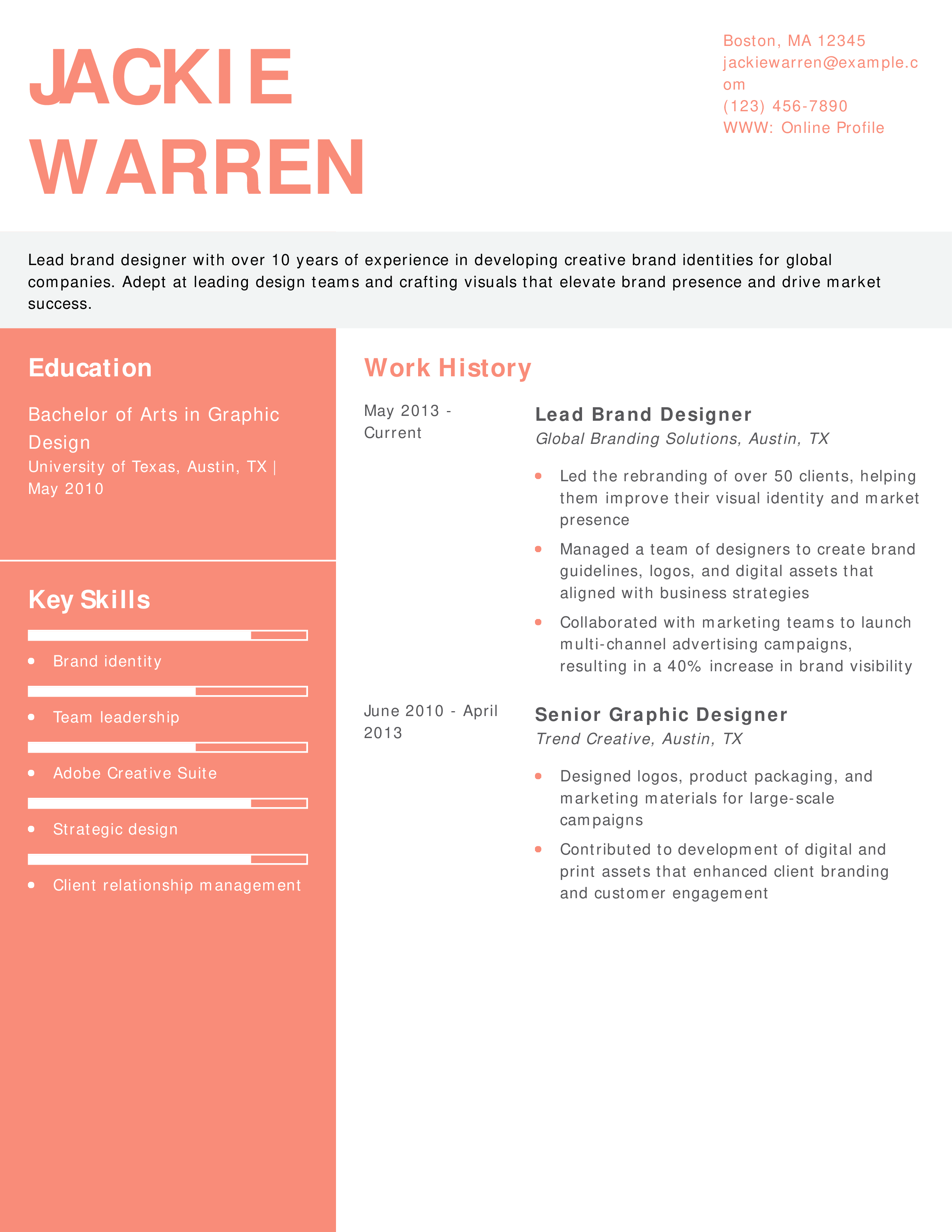 Lead Brand Designer Resume