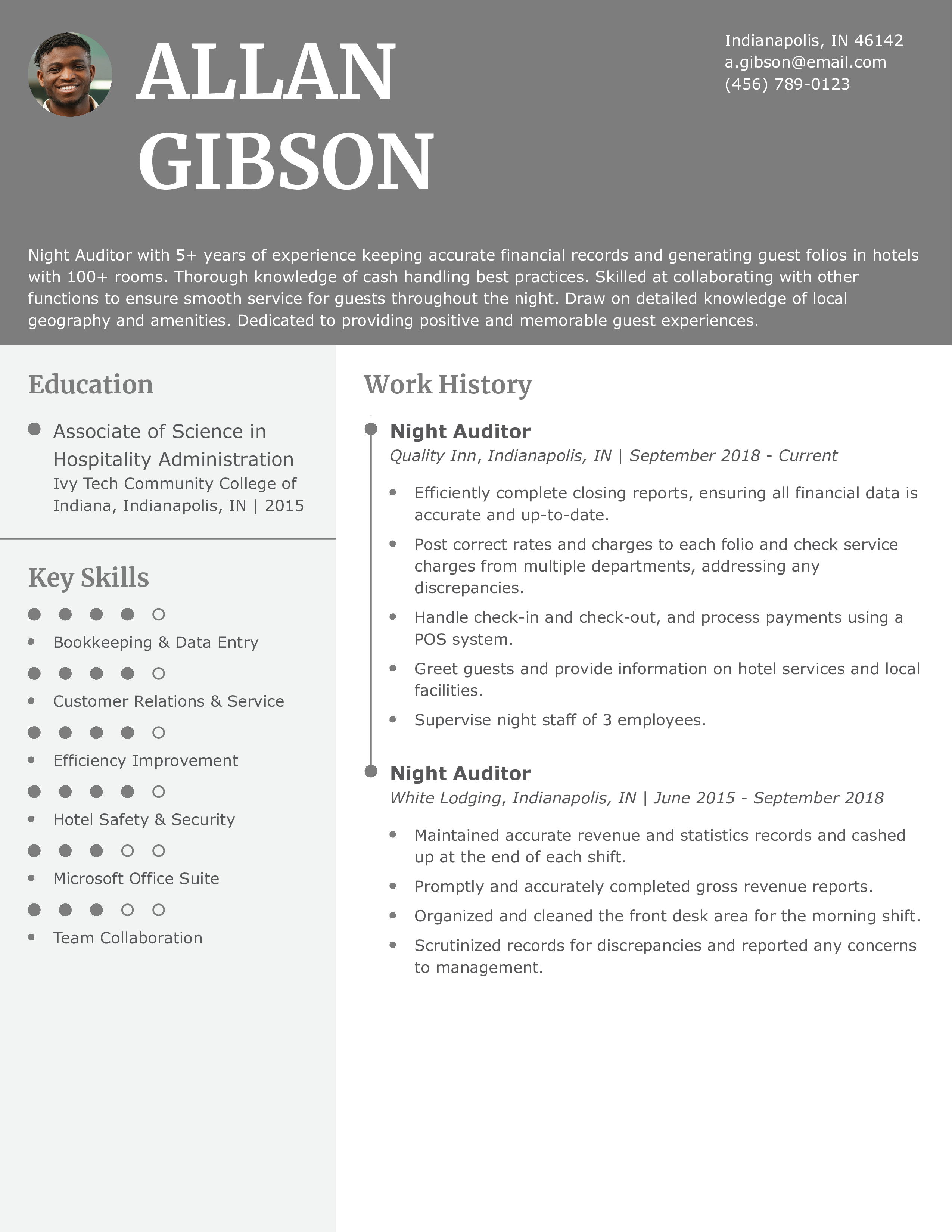Night Auditor Resume