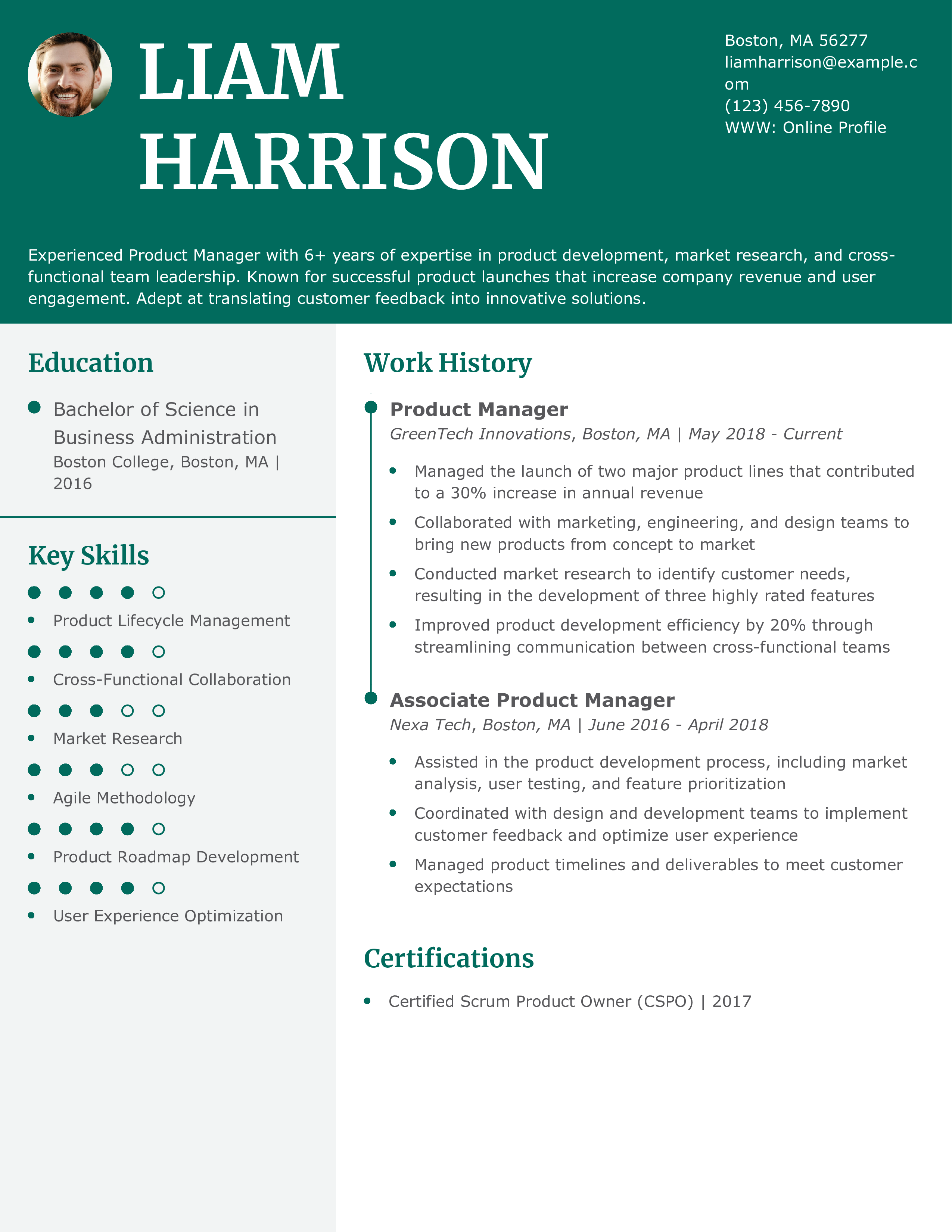 Product Strategy Manager Resume