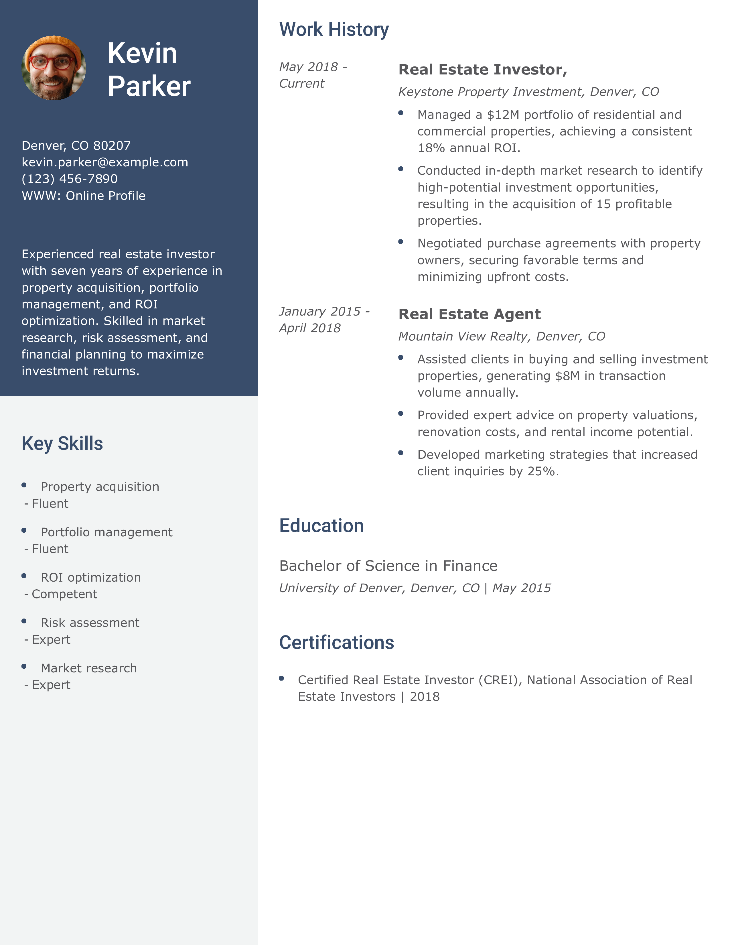 Real Estate Investor Resume