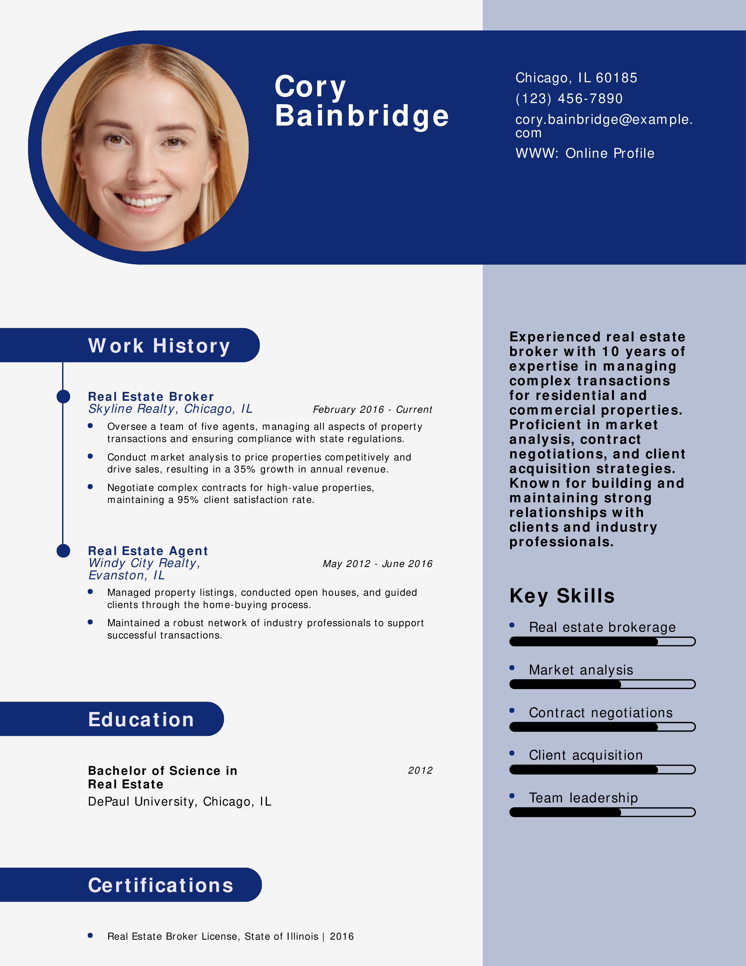 Real Estate Broker Resume