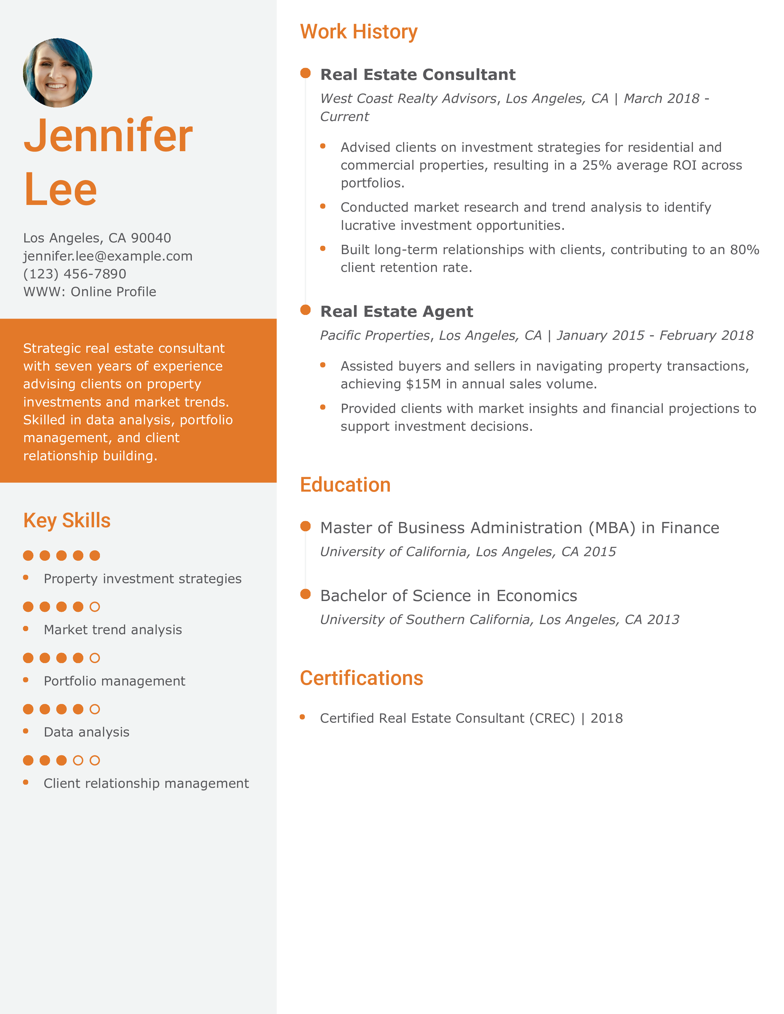 Real Estate Consultant Resume