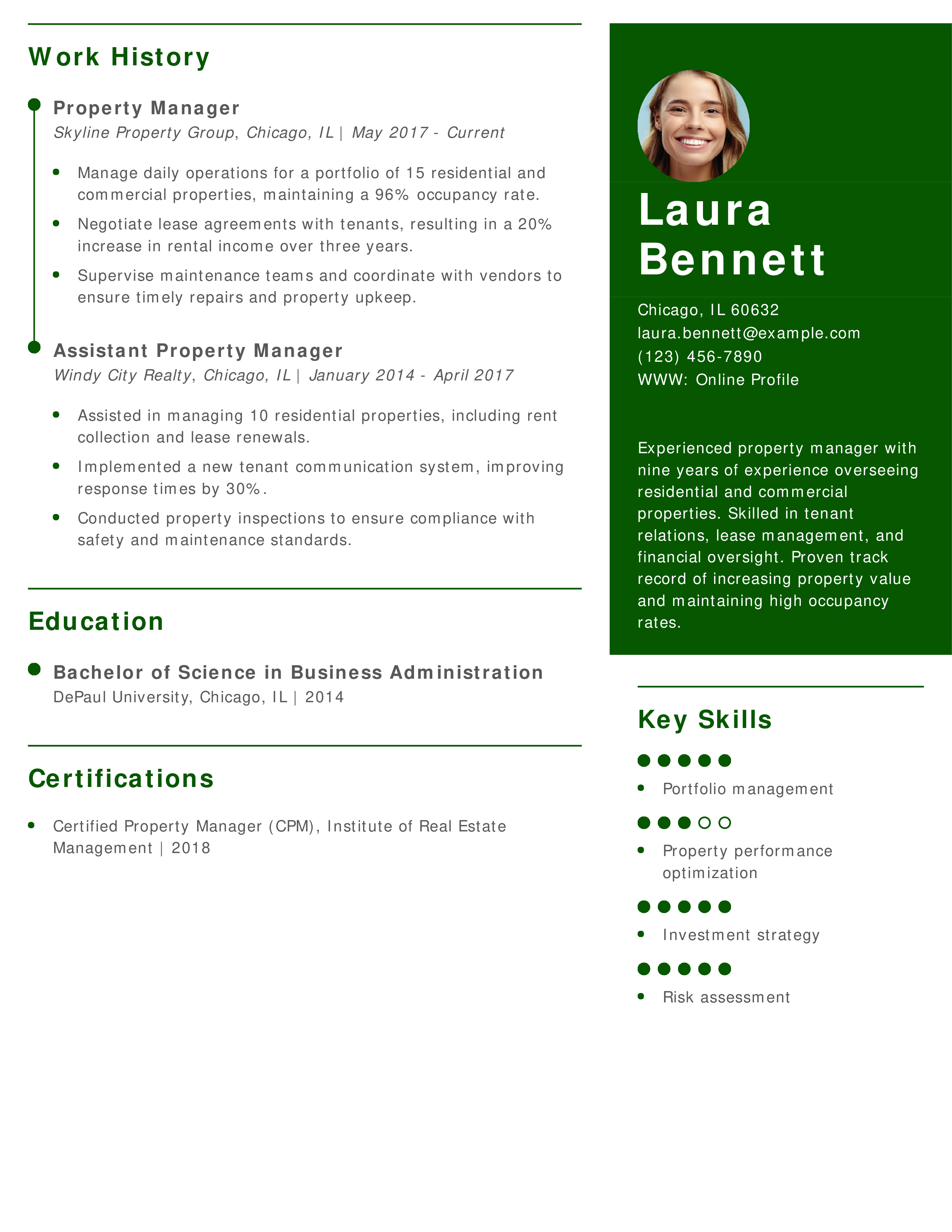 Real Estate Property Manager Resume