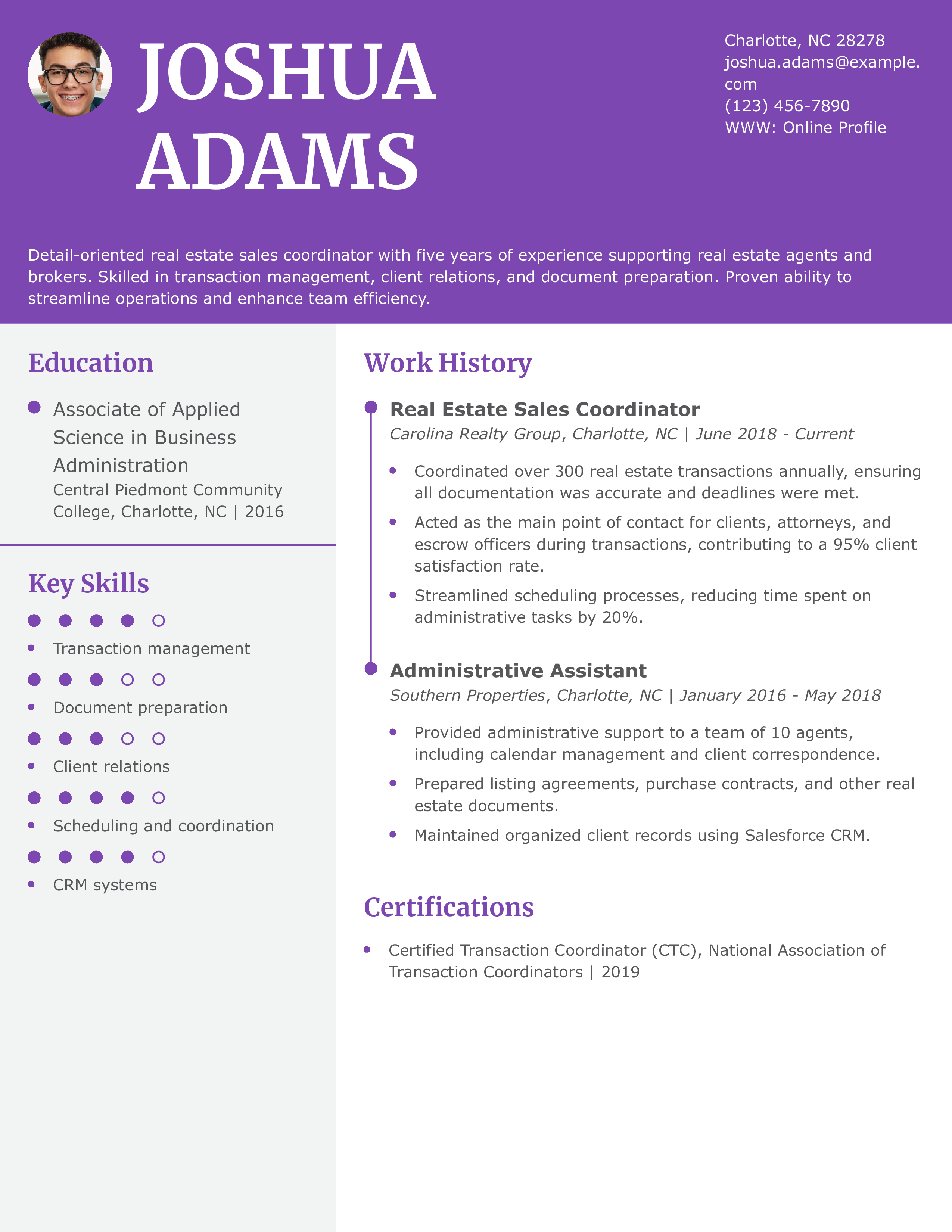 Real Estate Sales Coordinator Resume