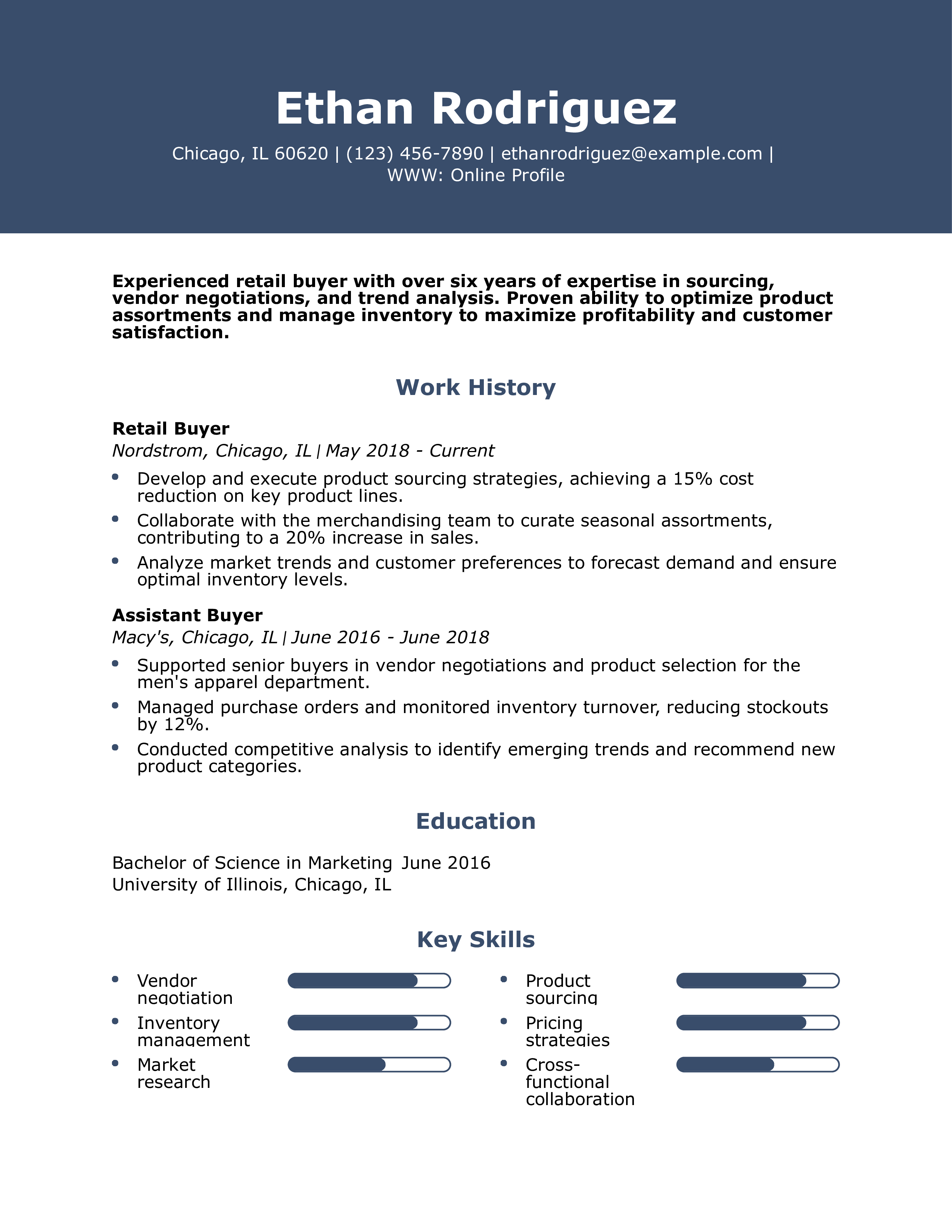 Retail Buyer Resume