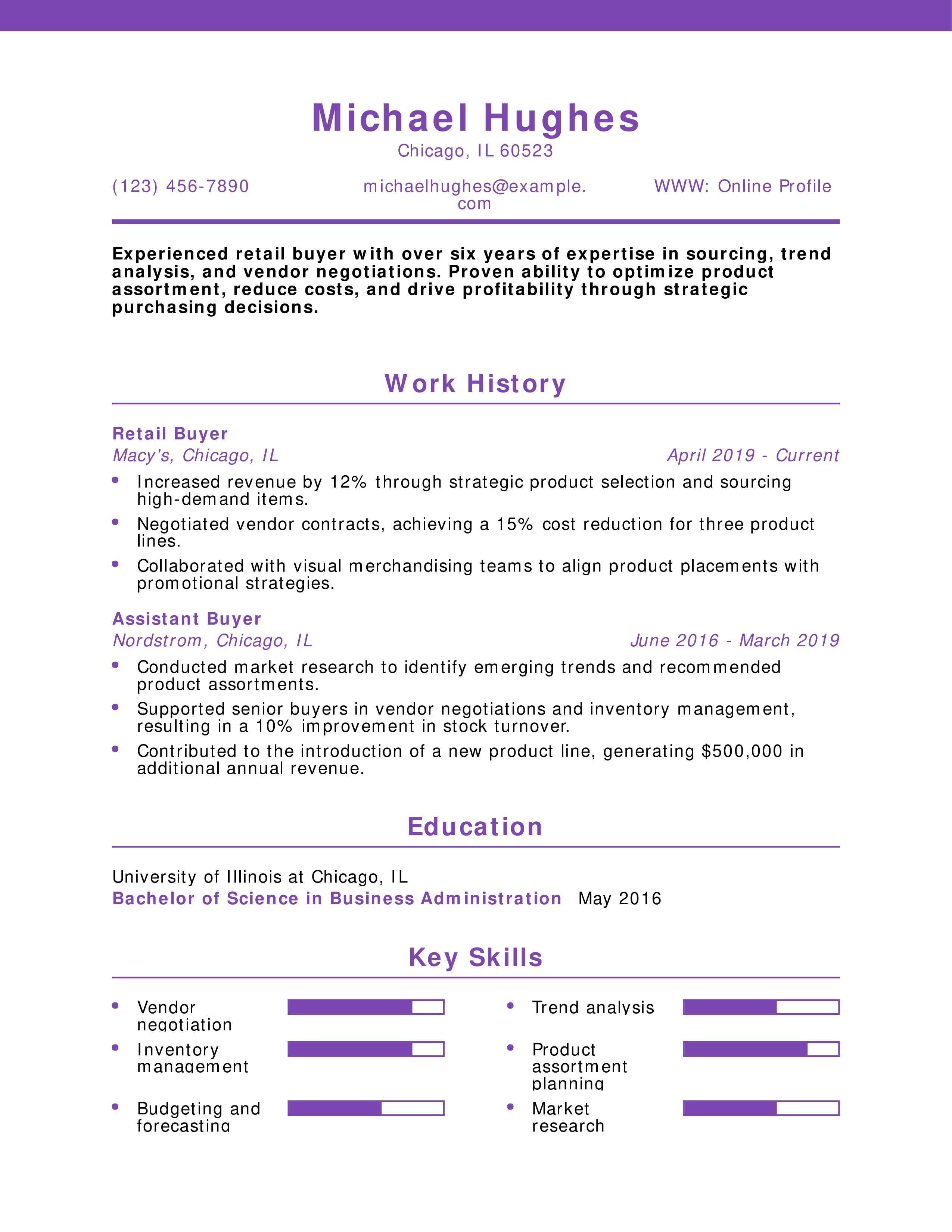 Retail Buyer Resume