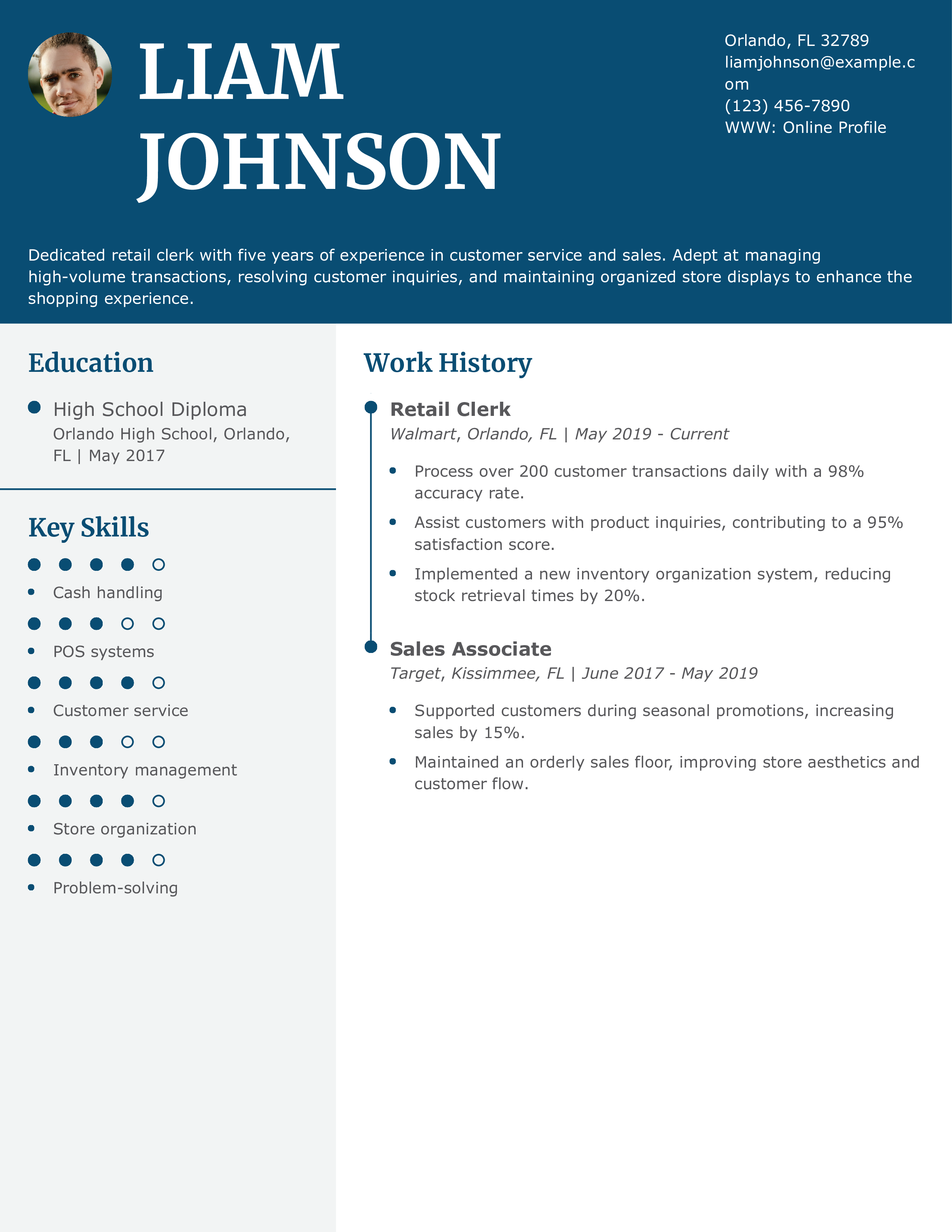 Retail Clerk Resume
