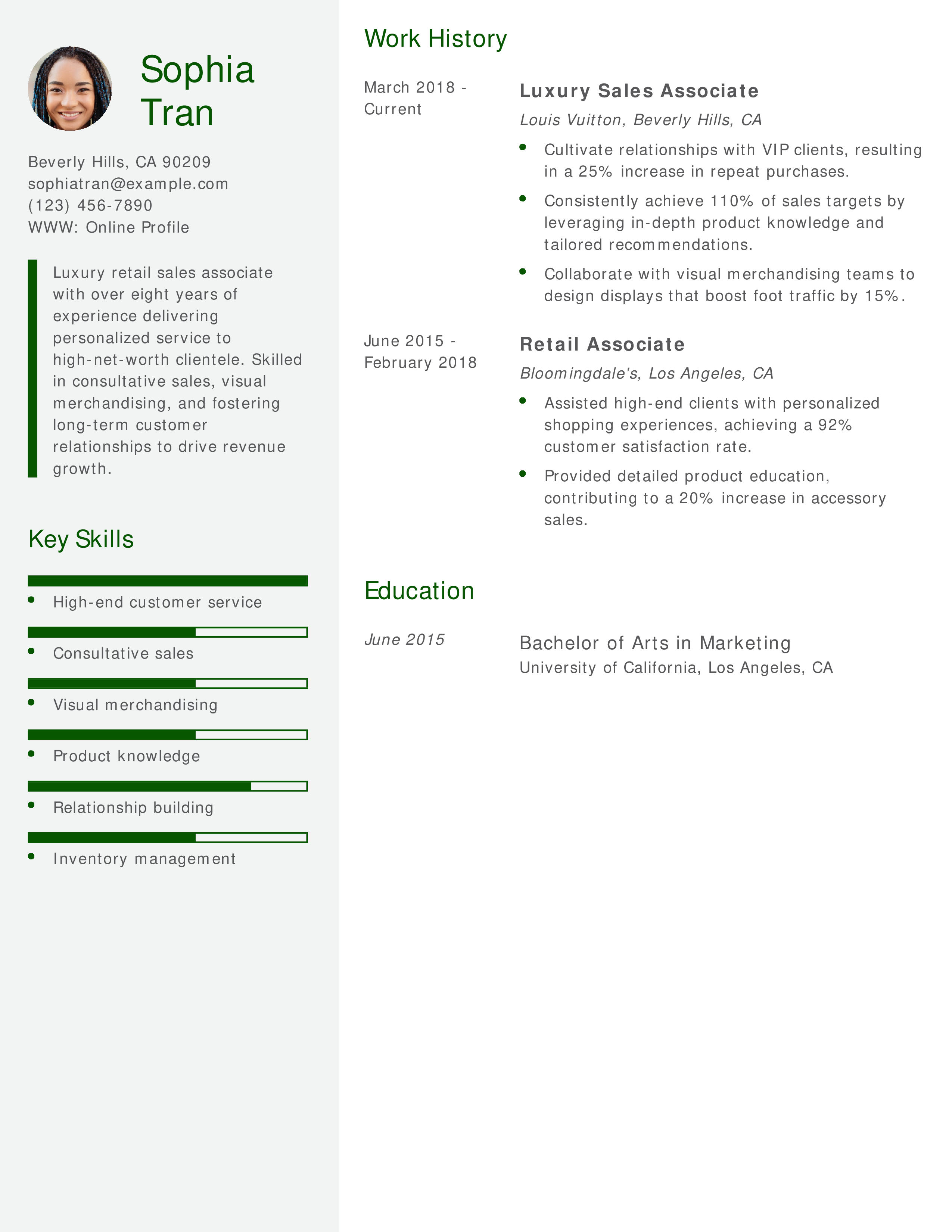 Retail Luxury Resume