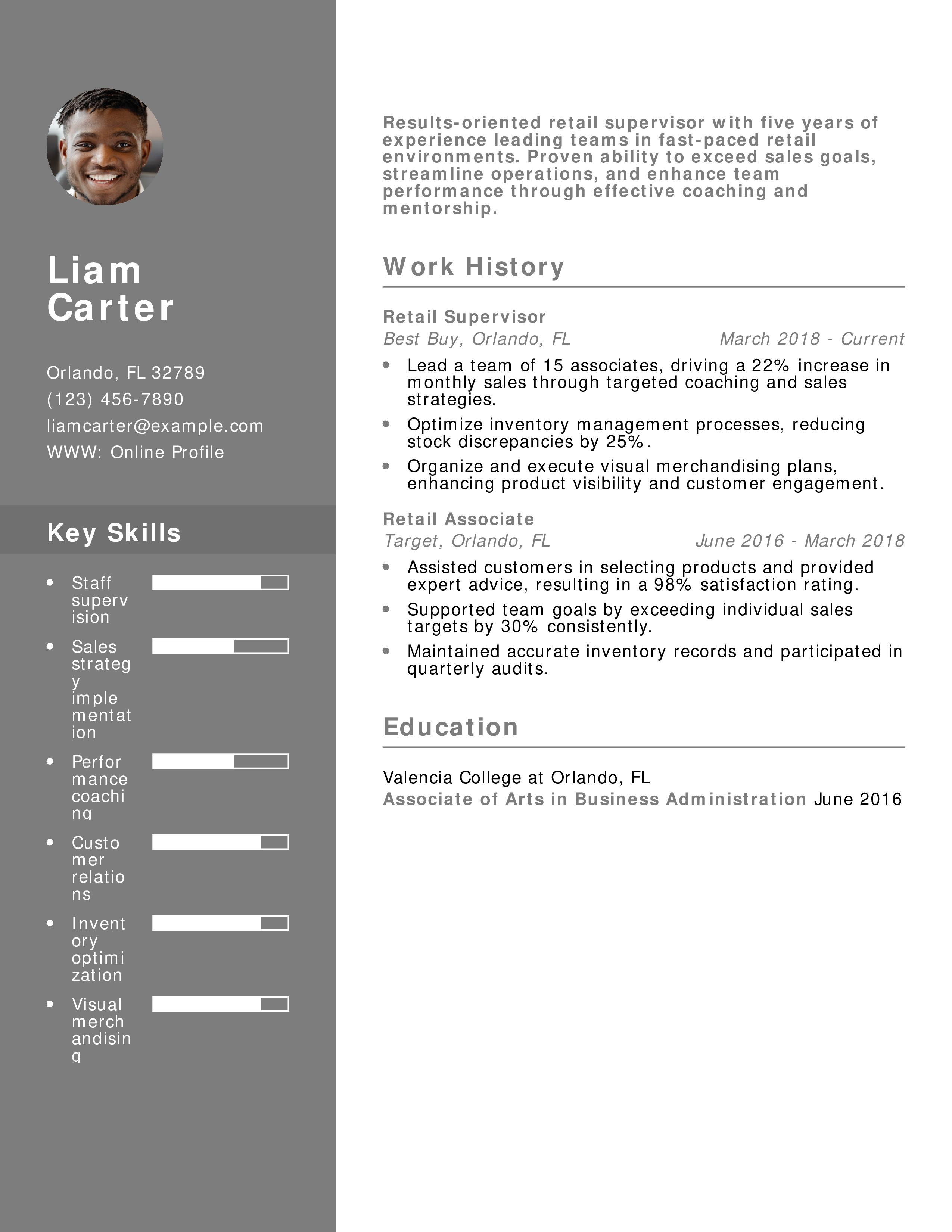 Retail Supervisor Resume