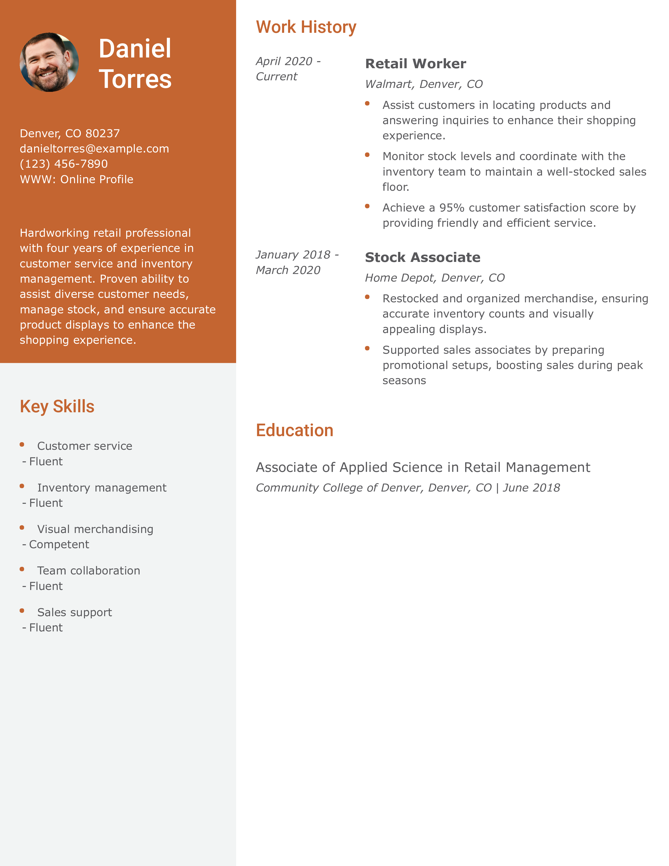 Retail Worker Resume