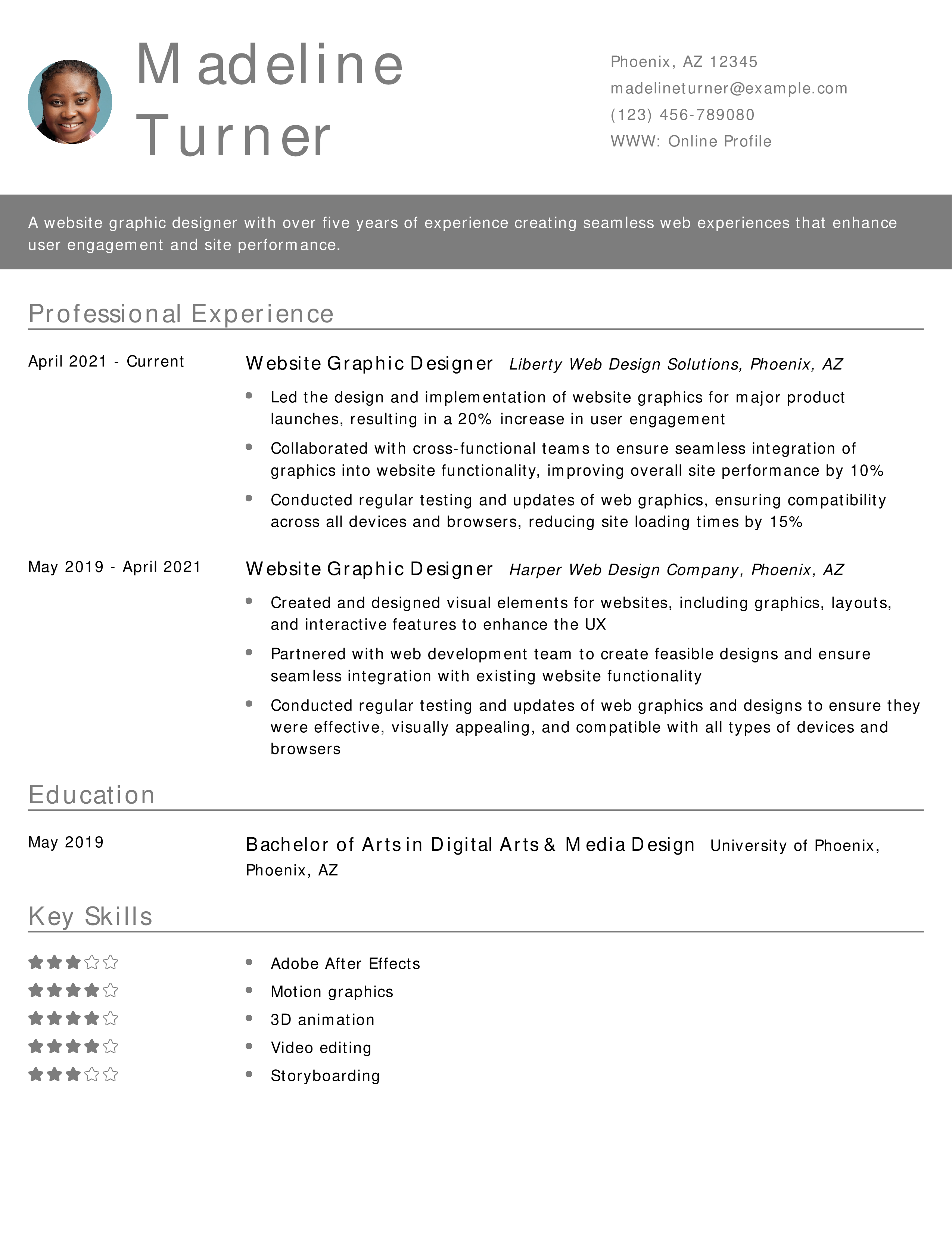 Website Graphic Designer Resume
