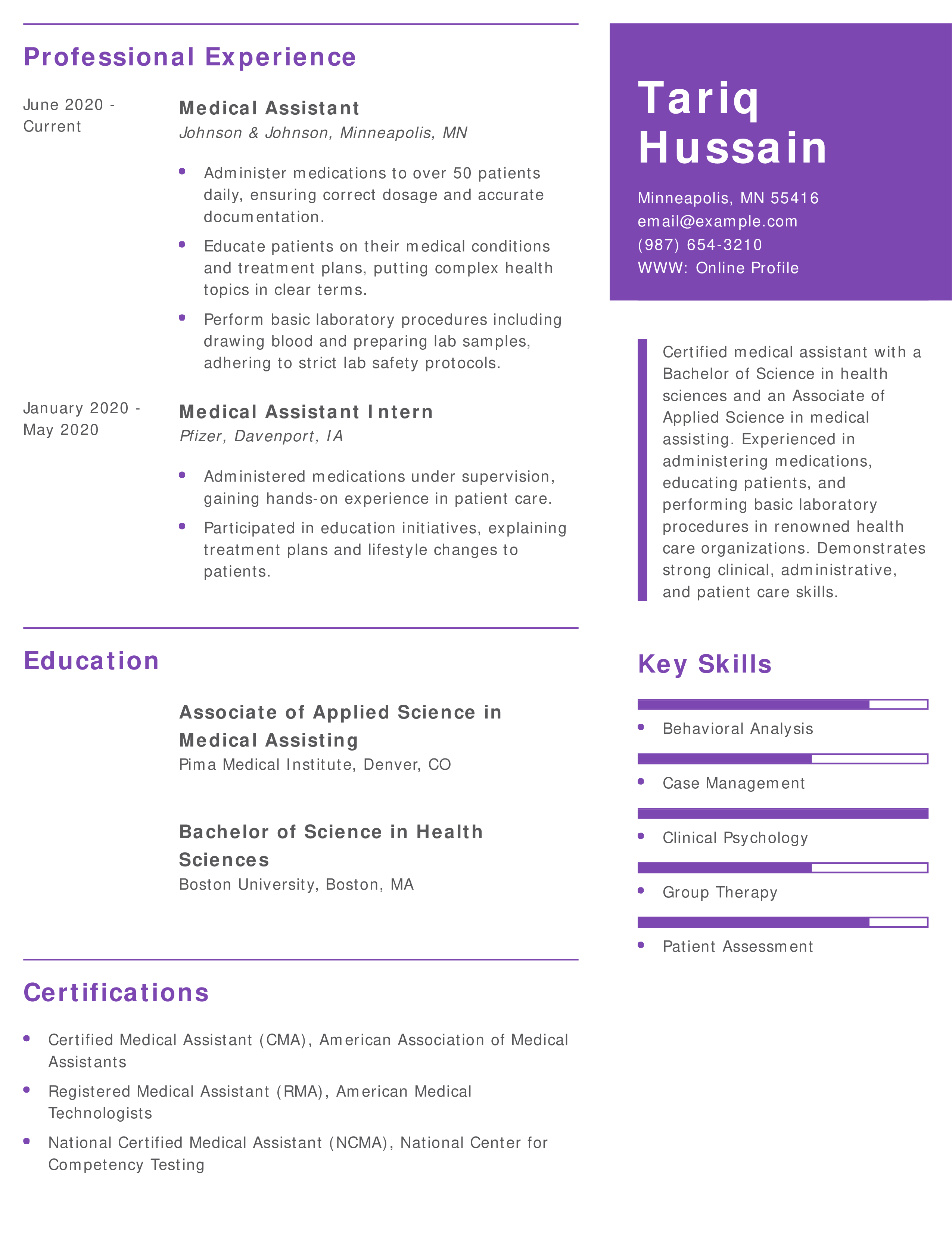 Certified Medical Assistant Resume