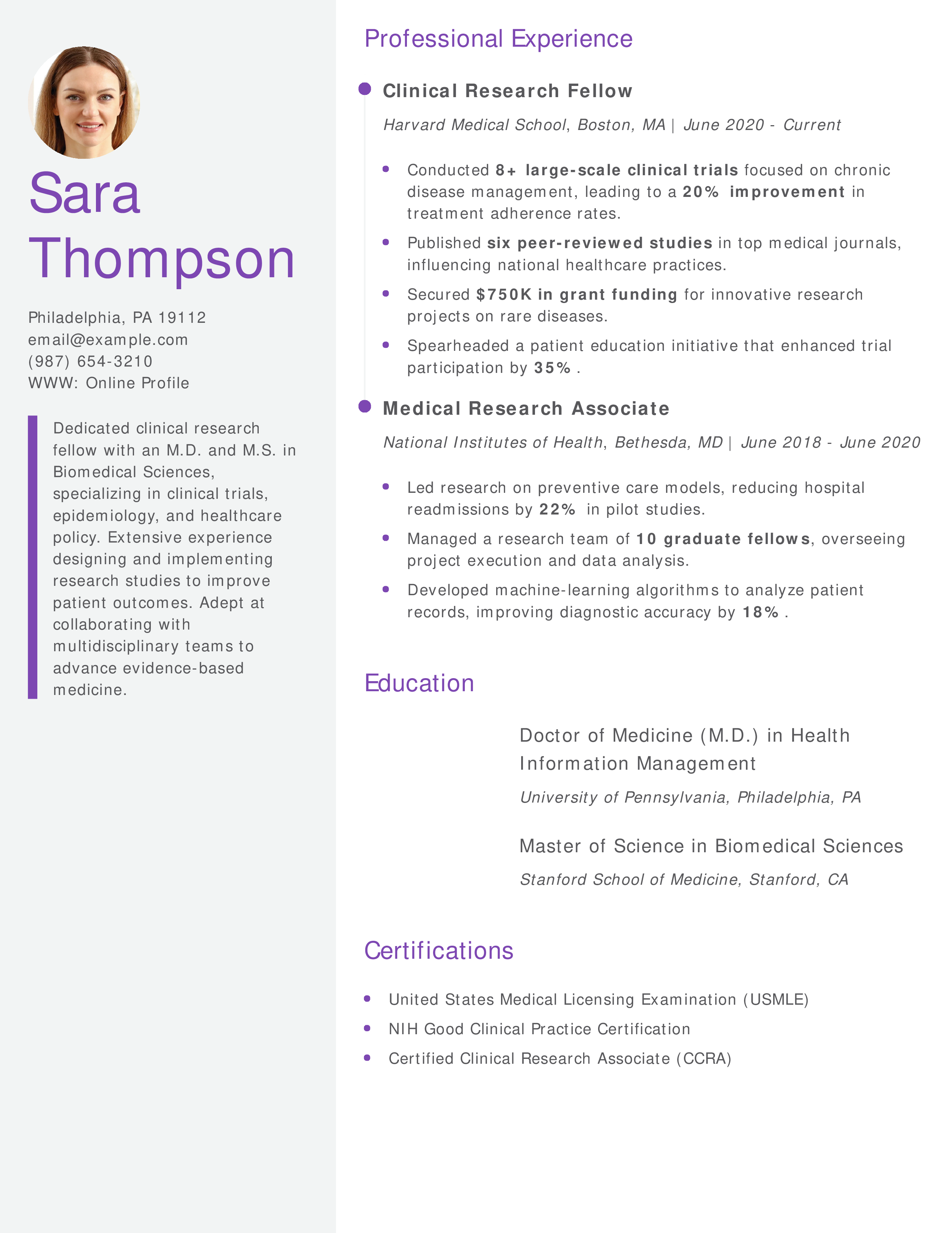 Clinical Research Fellow Resume