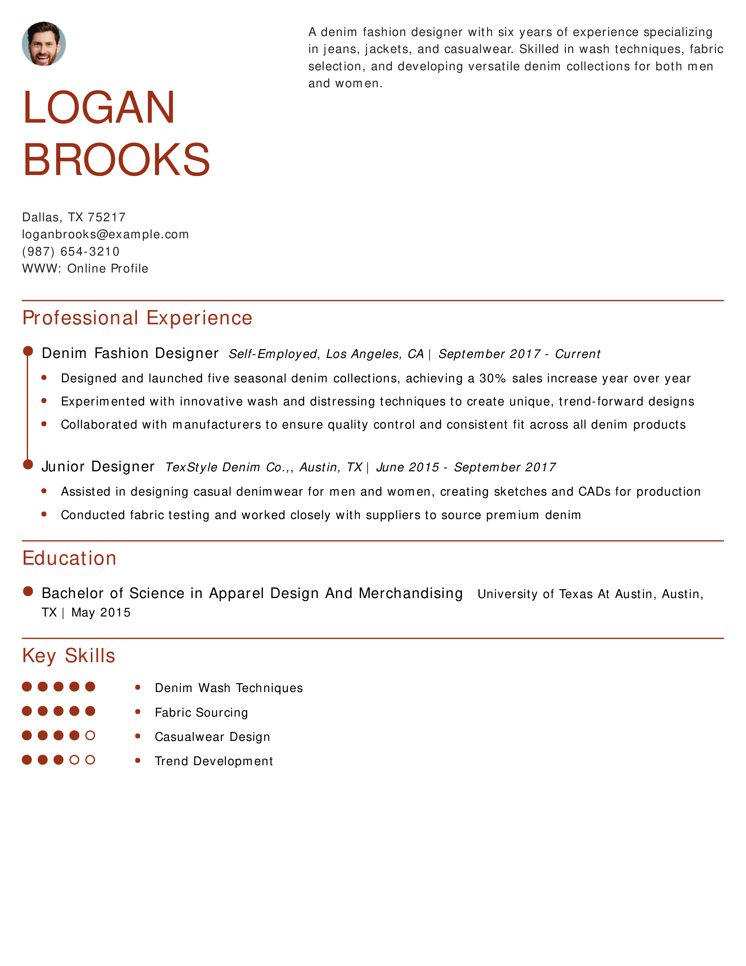 Denim Designer Resume Example