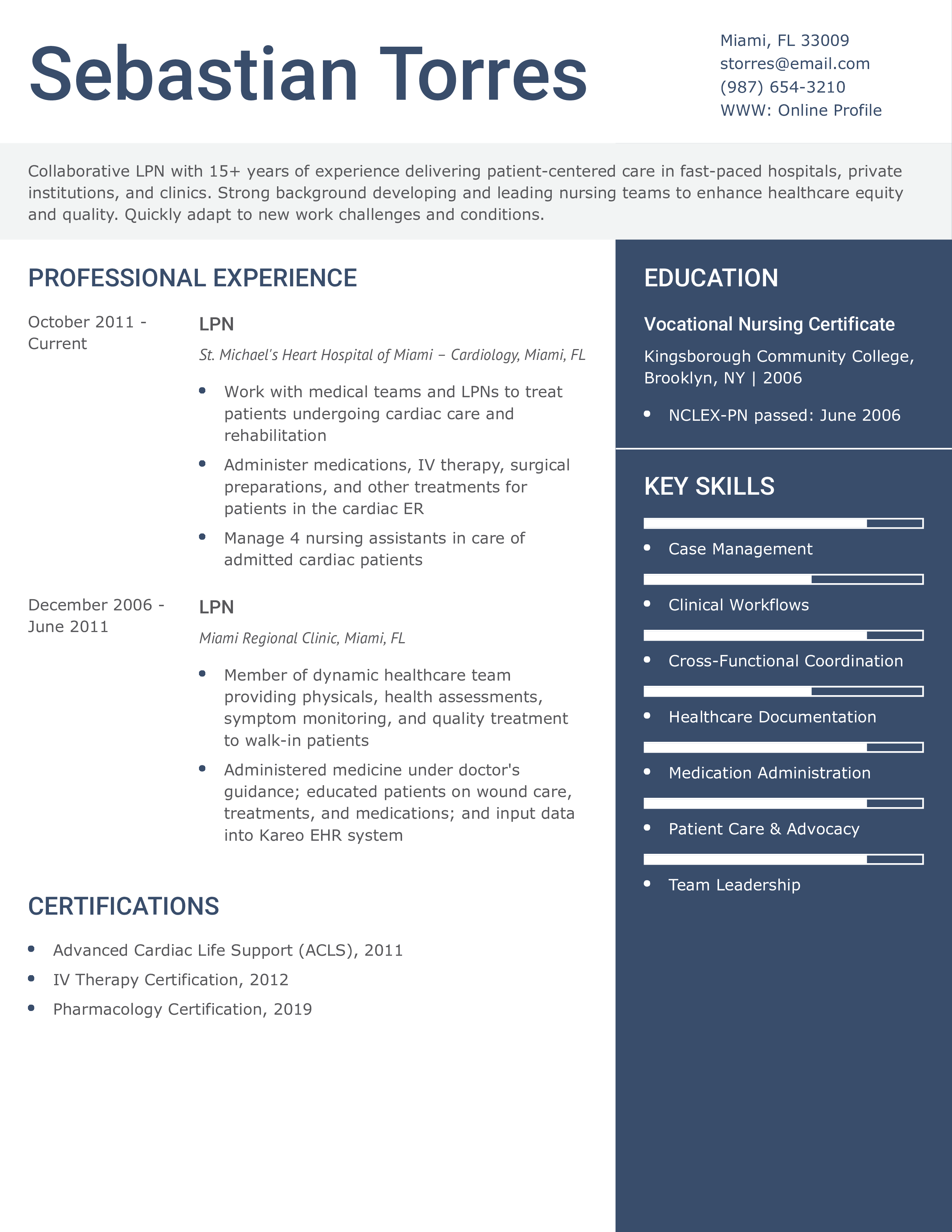 Experienced LPN - Cardiology Resume