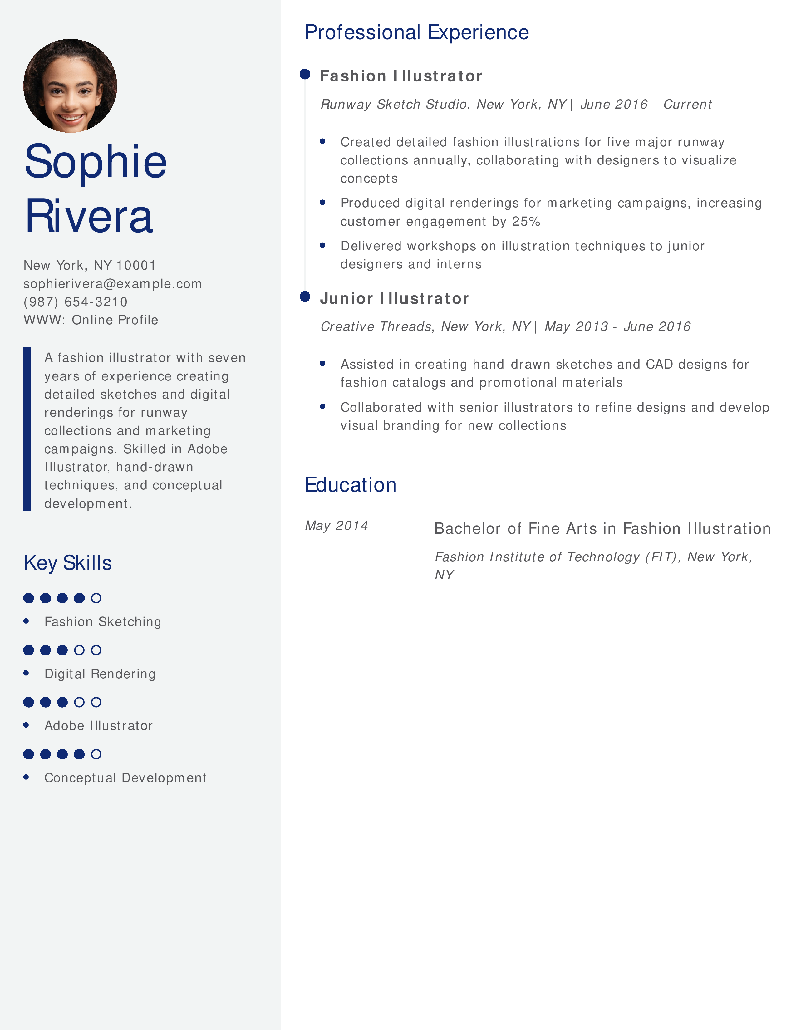 Fashion Illustrator Resume Example