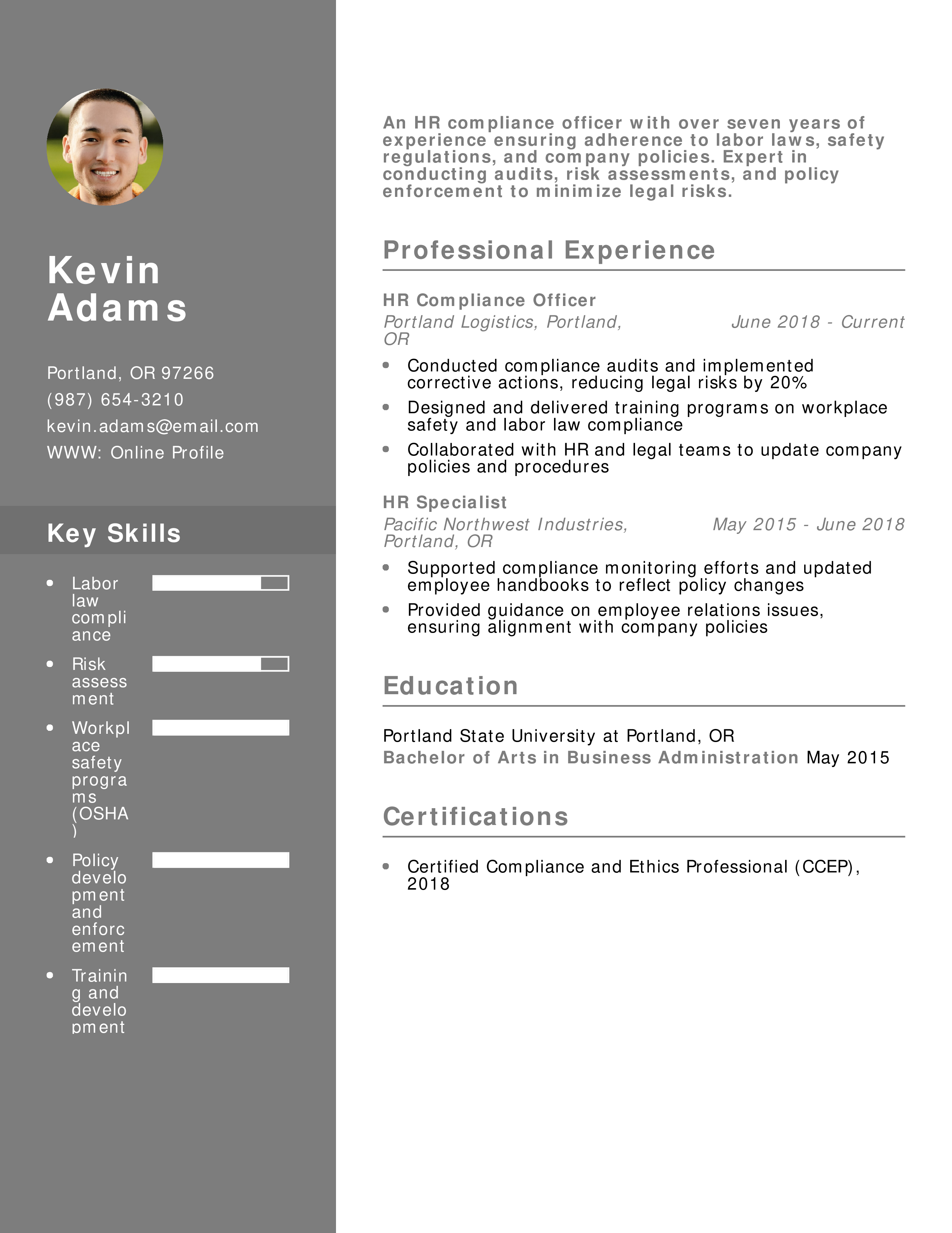 HR Compliance Officer Resume