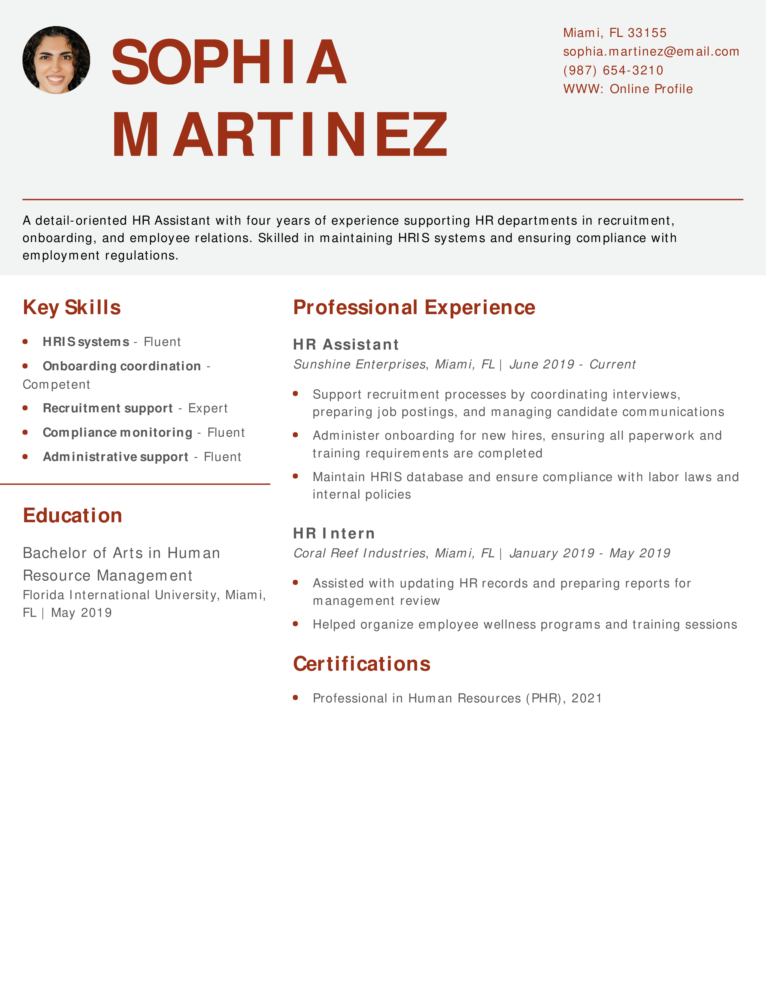 Human Resources (HR) Assistant Resume