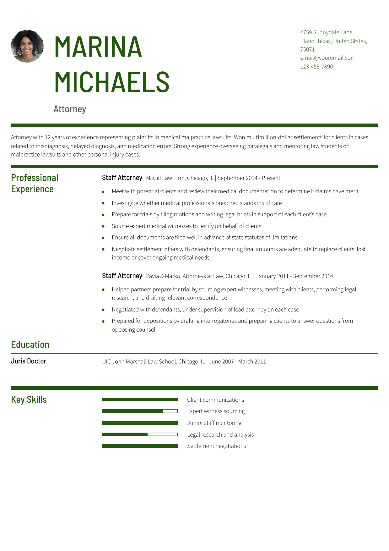 Law and Legal Resume Example