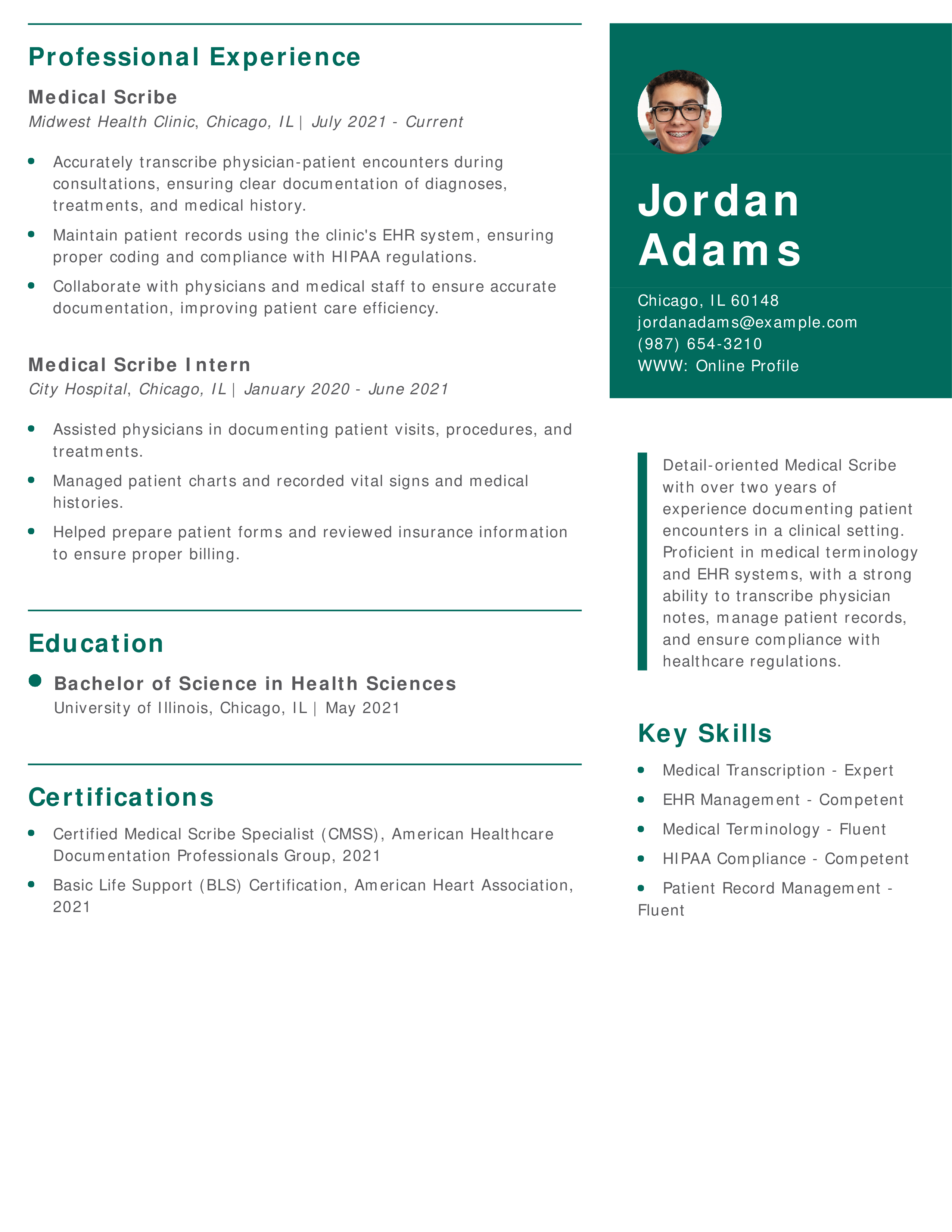 Medical Scribe Resume