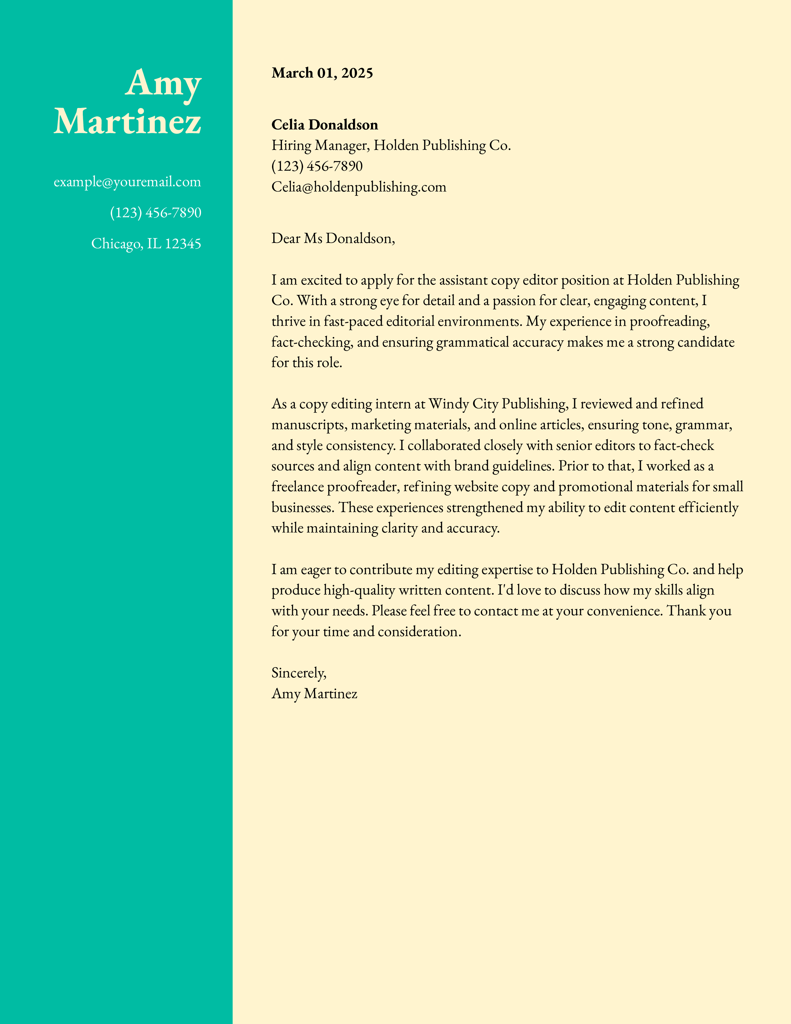 Assistant Editor Cover Letter