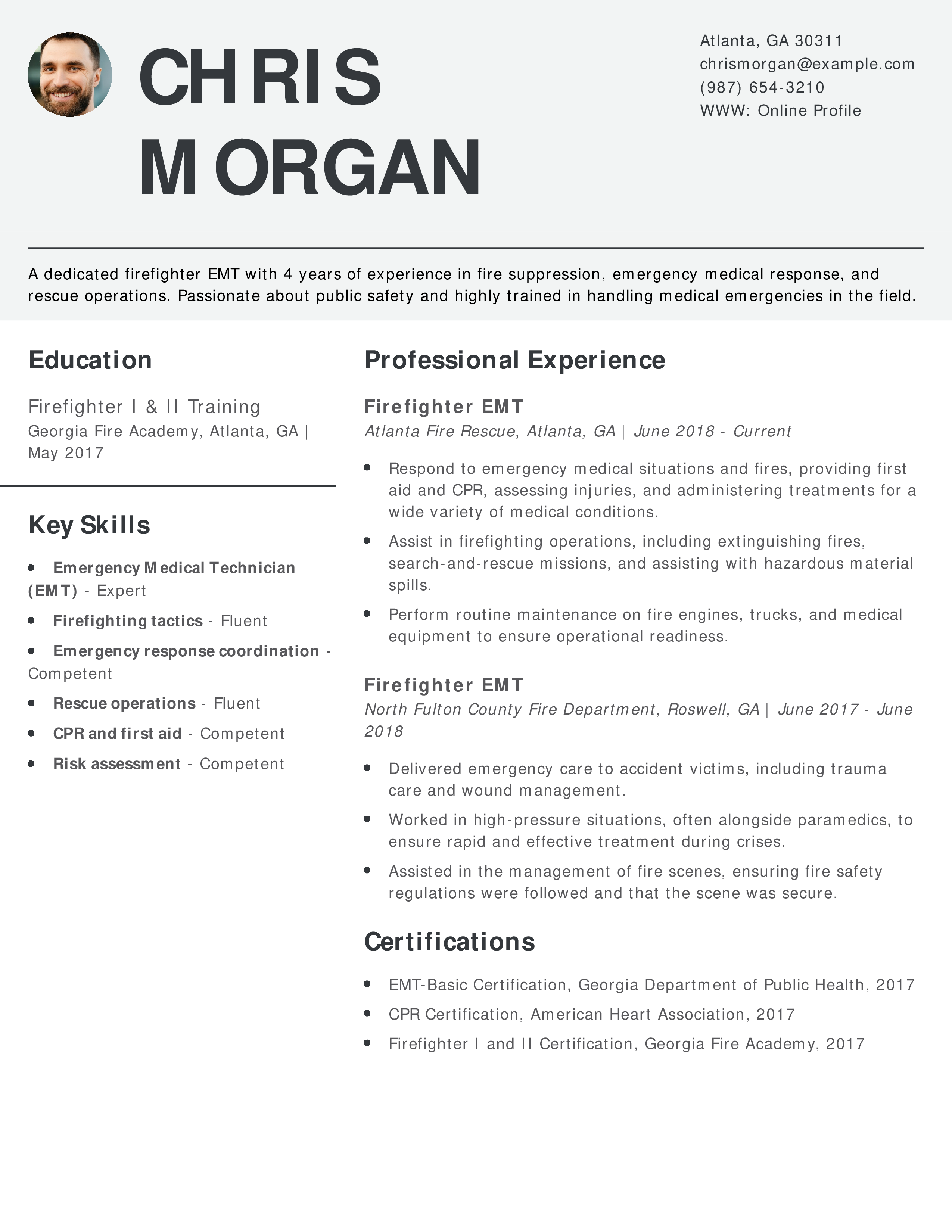 Firefighter Resume Examples and - FirefighterEMT.pdf 