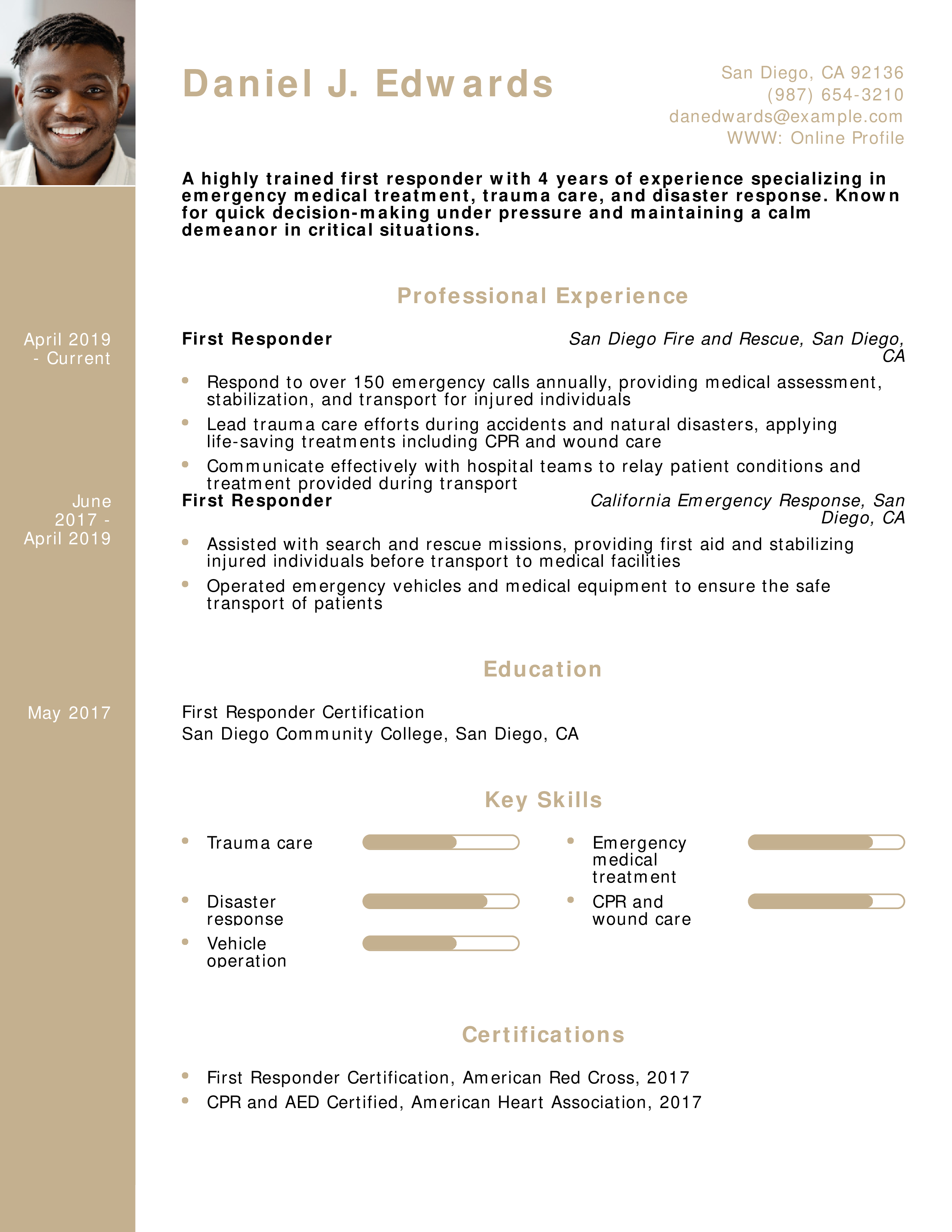 First Responder Resume