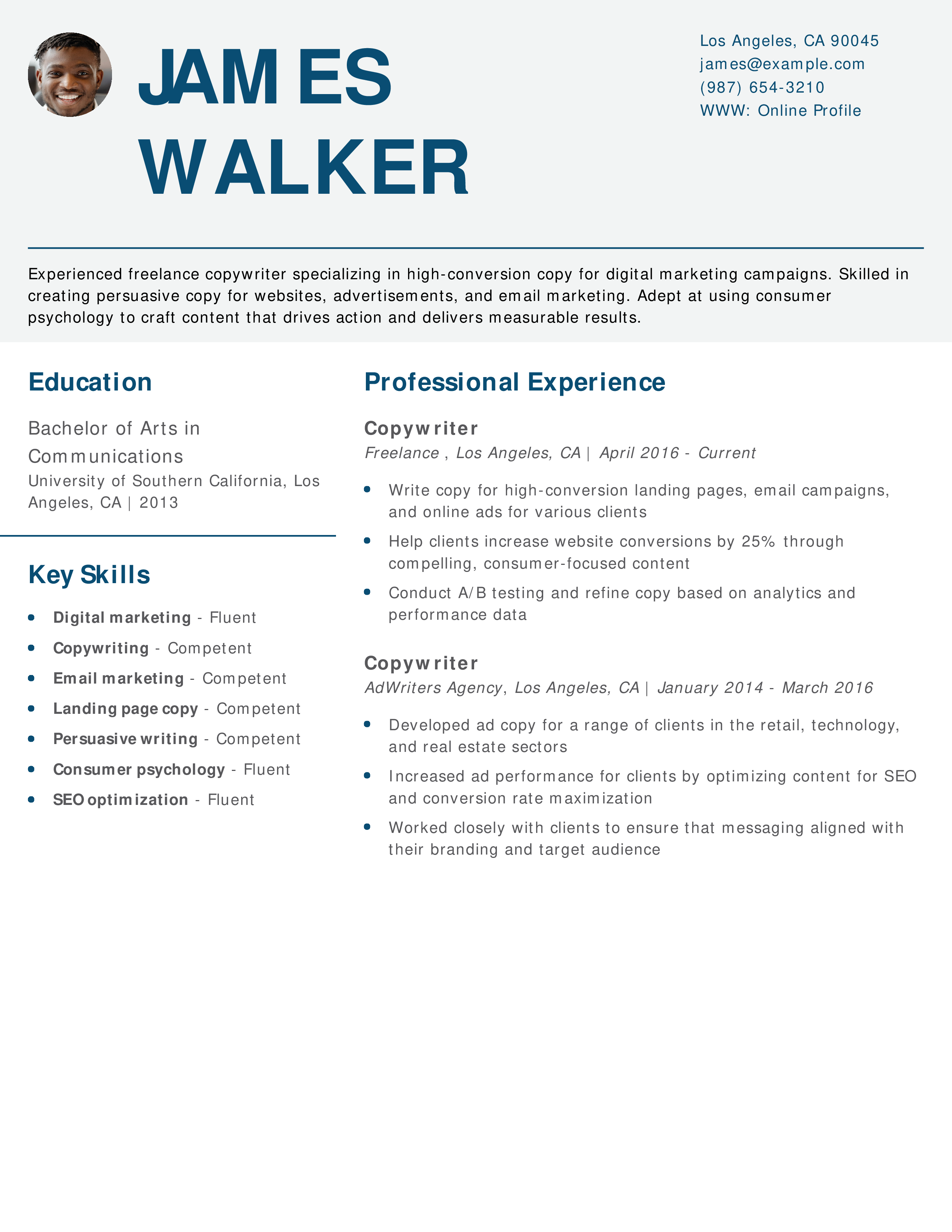 Freelance Copywriter Resume